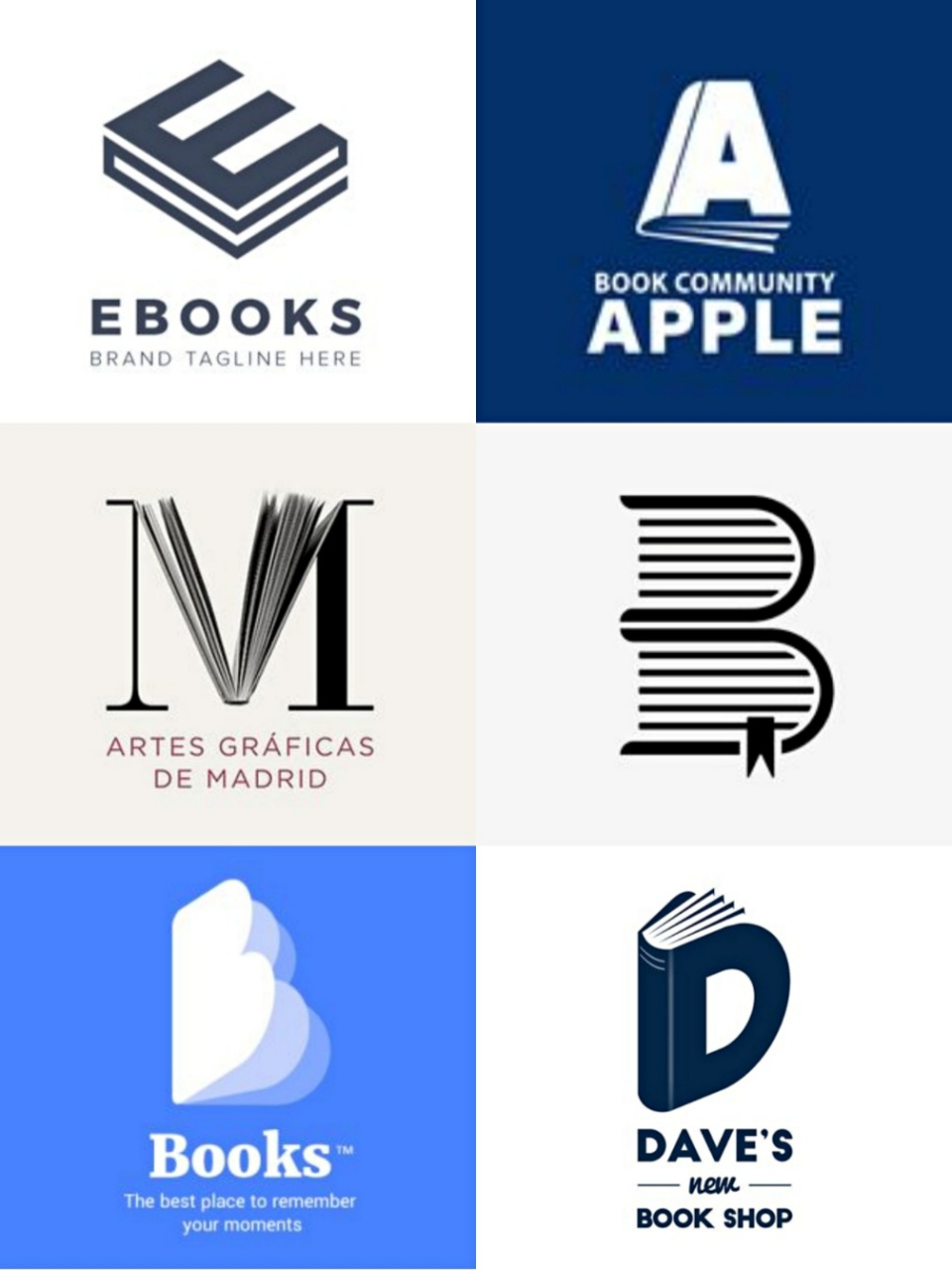 灵感•字母与书元素结合logo设计 分享一组字母与书元素结合logo设