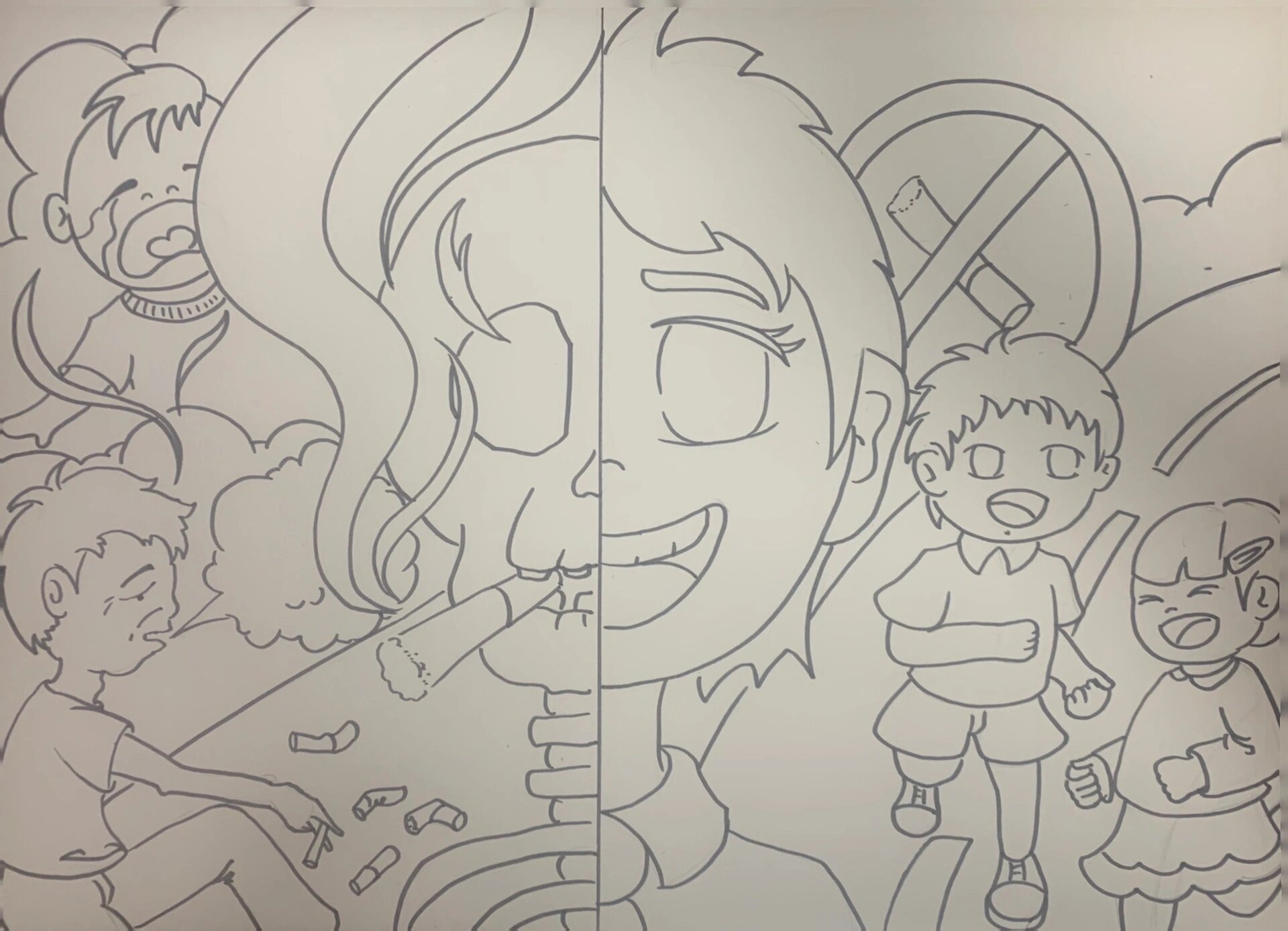 戒烟,吸烟有害健康主题画