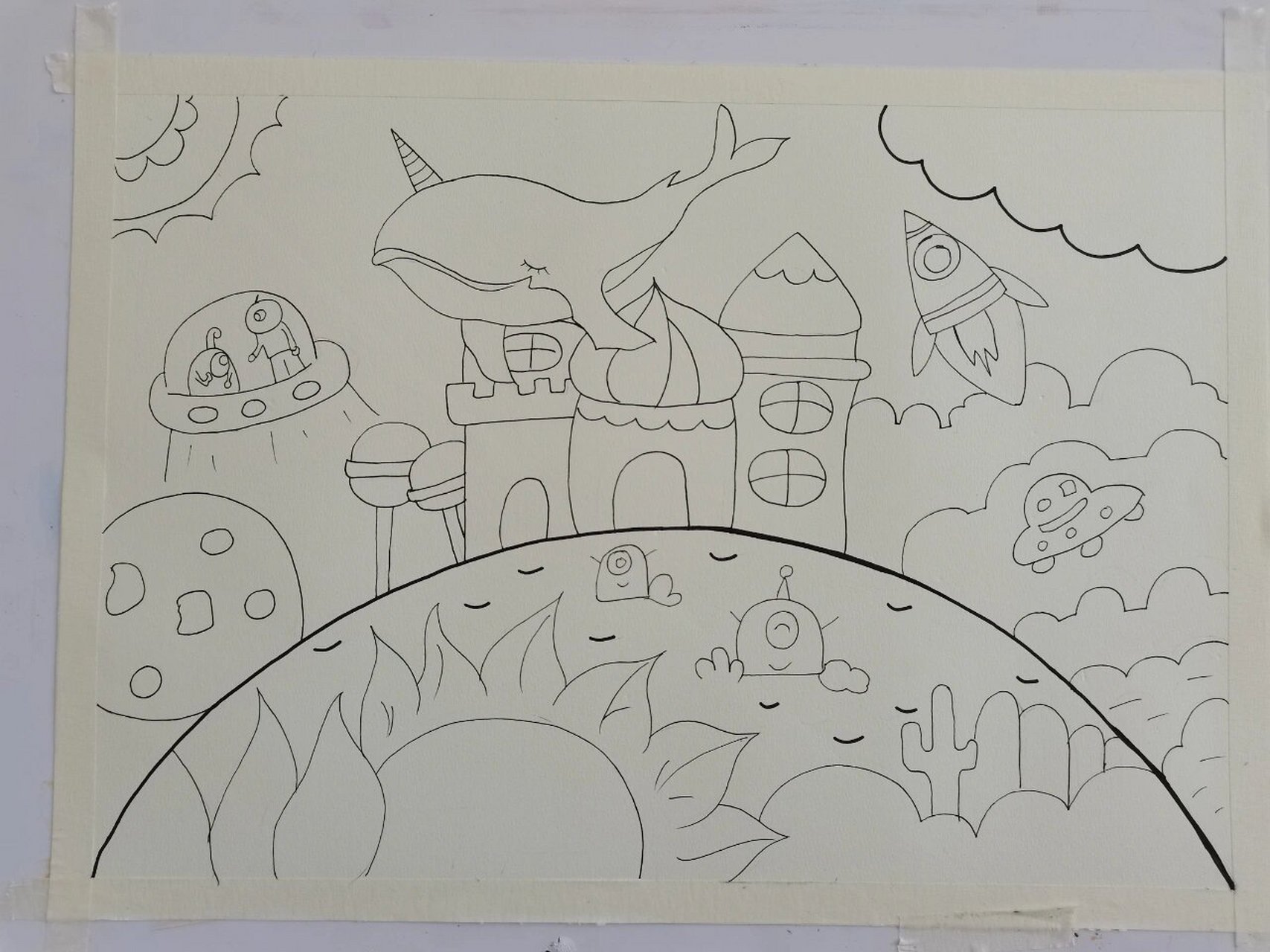 儿童科幻画 78《我的外太空》儿童科幻画主题画 784k画纸77hb