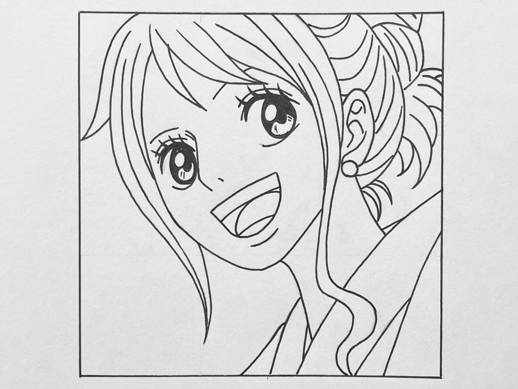 工具:勾线笔,铅笔 #海贼王# #娜美# #手绘# #黑白画# #绘画过程