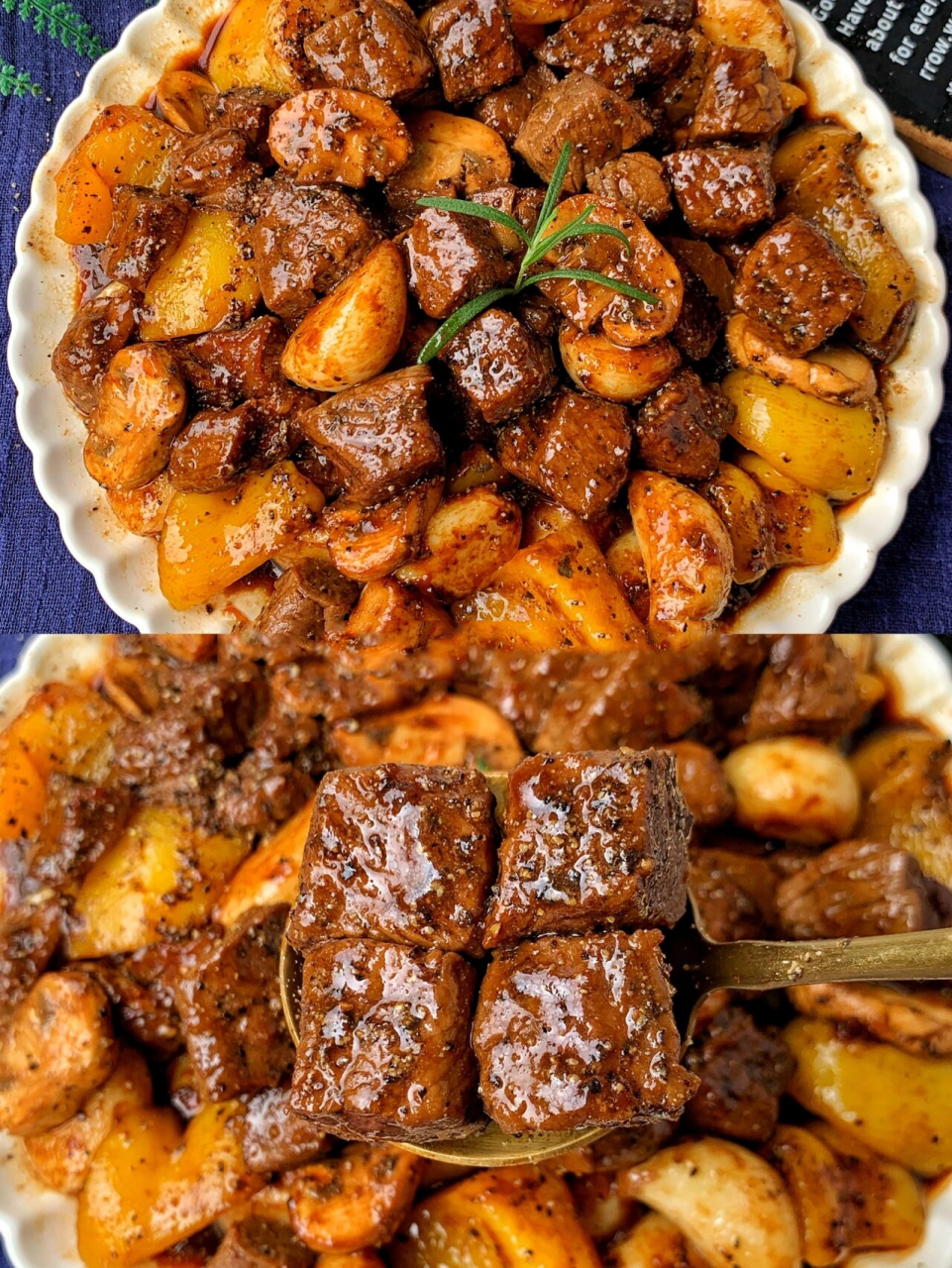 牛肉神仙吃法7515爆汁鲜嫩黑椒蒜香口蘑牛肉粒 黑椒蒜香口蘑牛肉