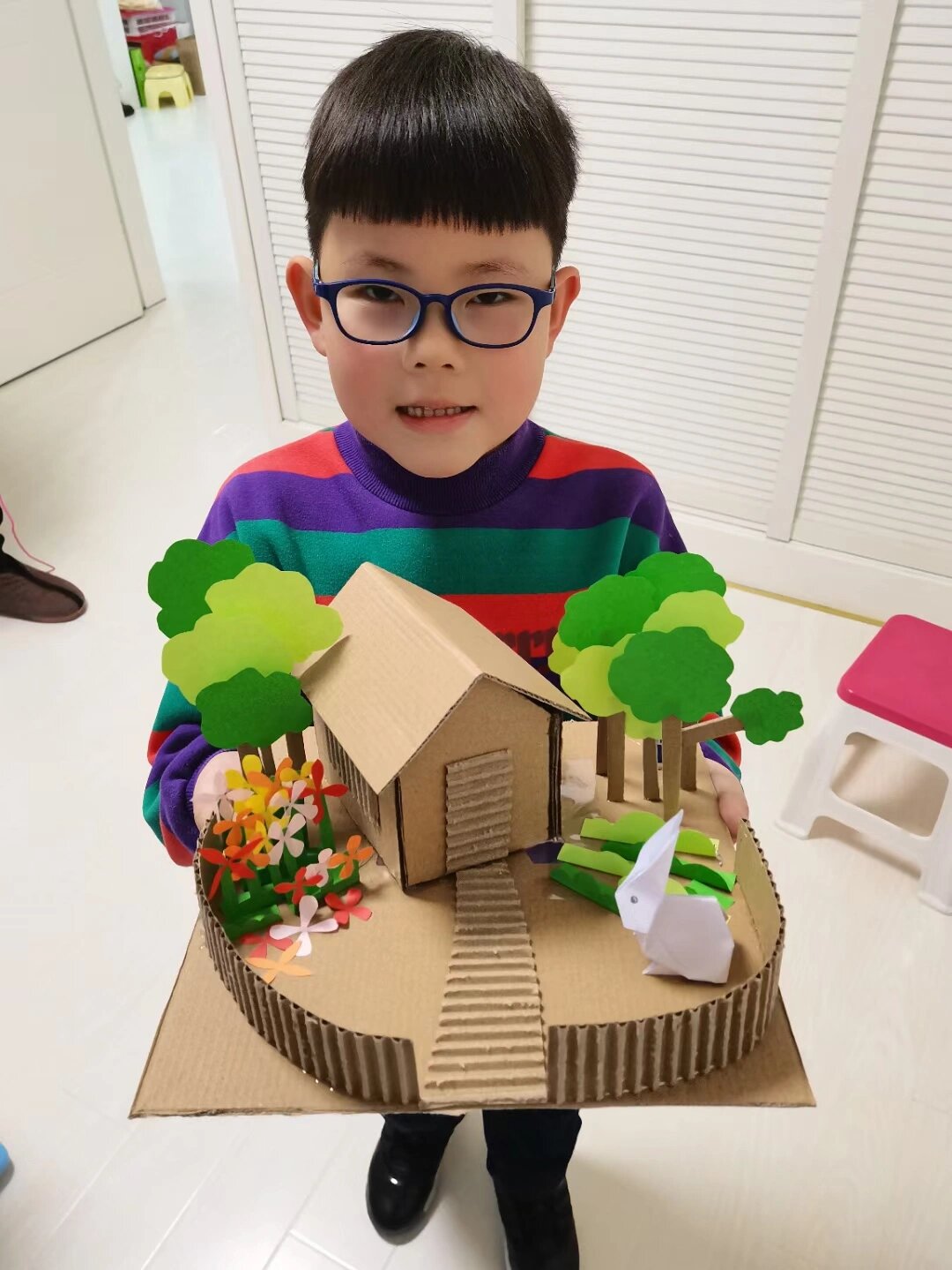环保手工# 花园小屋完工 废弃的牛奶纸盒 旧折纸一等奖太过强大,我们