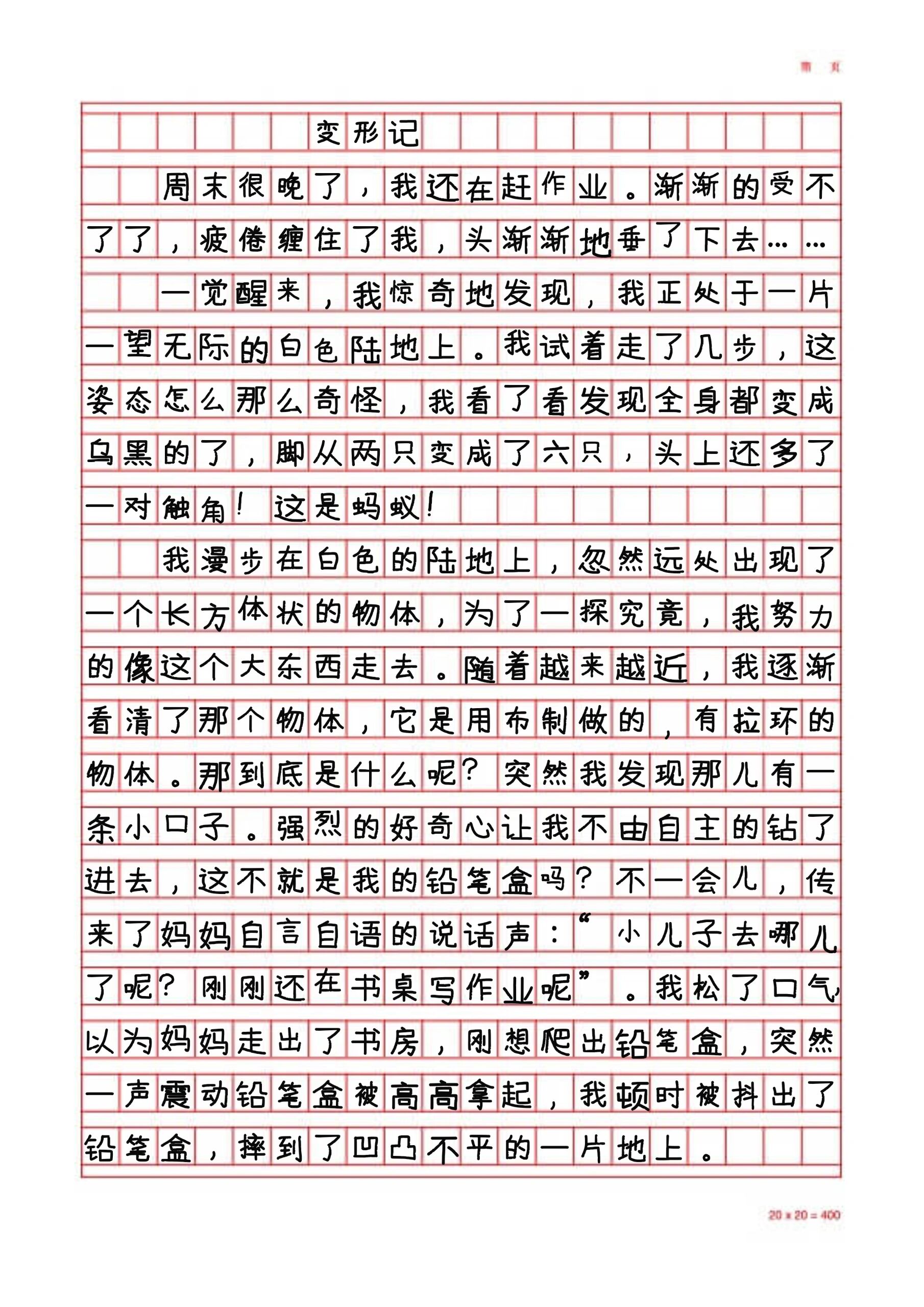 六上优秀作文变形记作文500字3篇