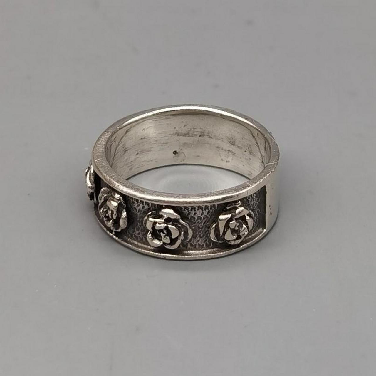 德国teka纯银闭口手工雕玫瑰花老银戒指 手工錾刻传世老银戒   teka是