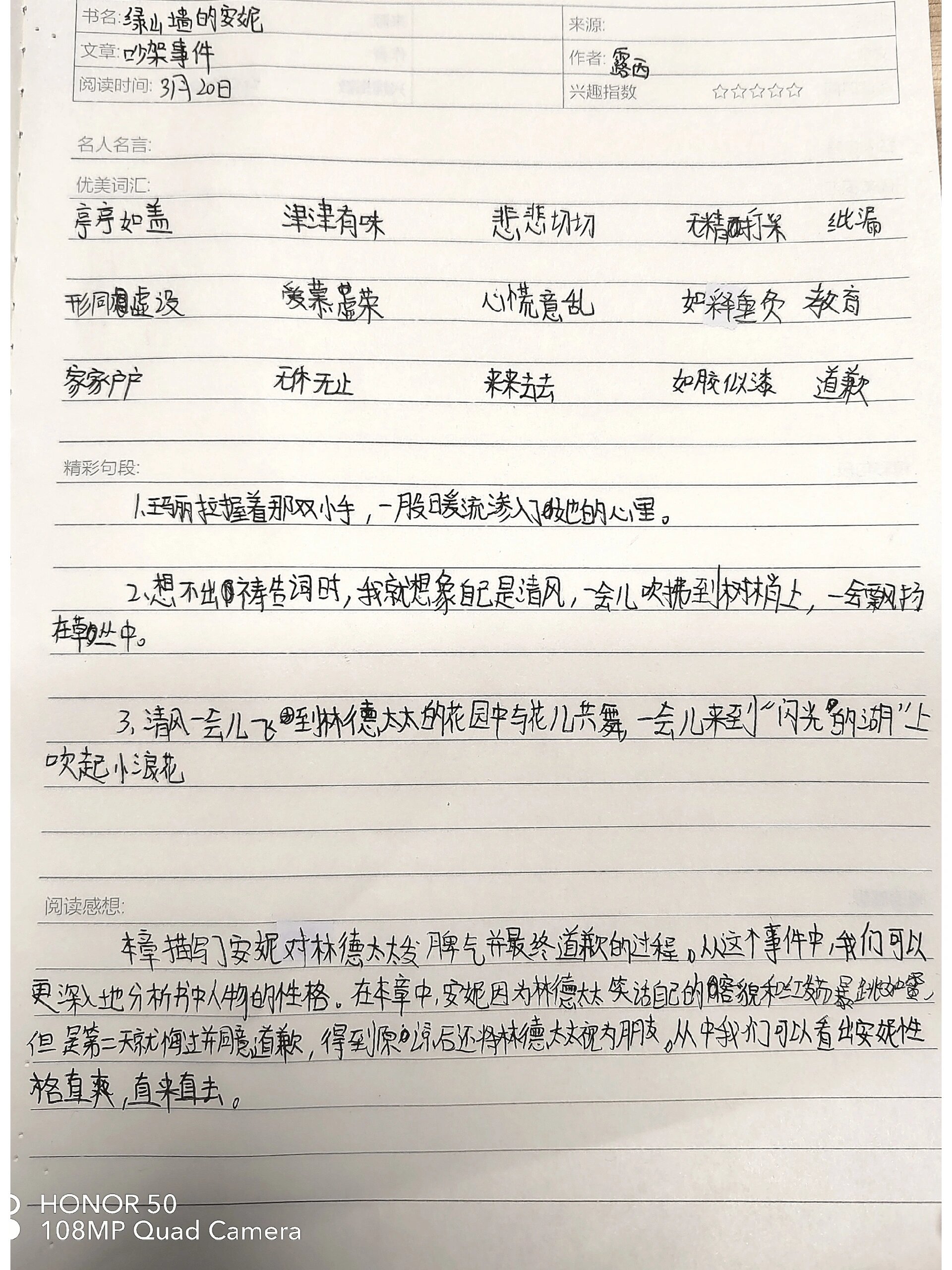 《绿山墙的安妮》读书笔记