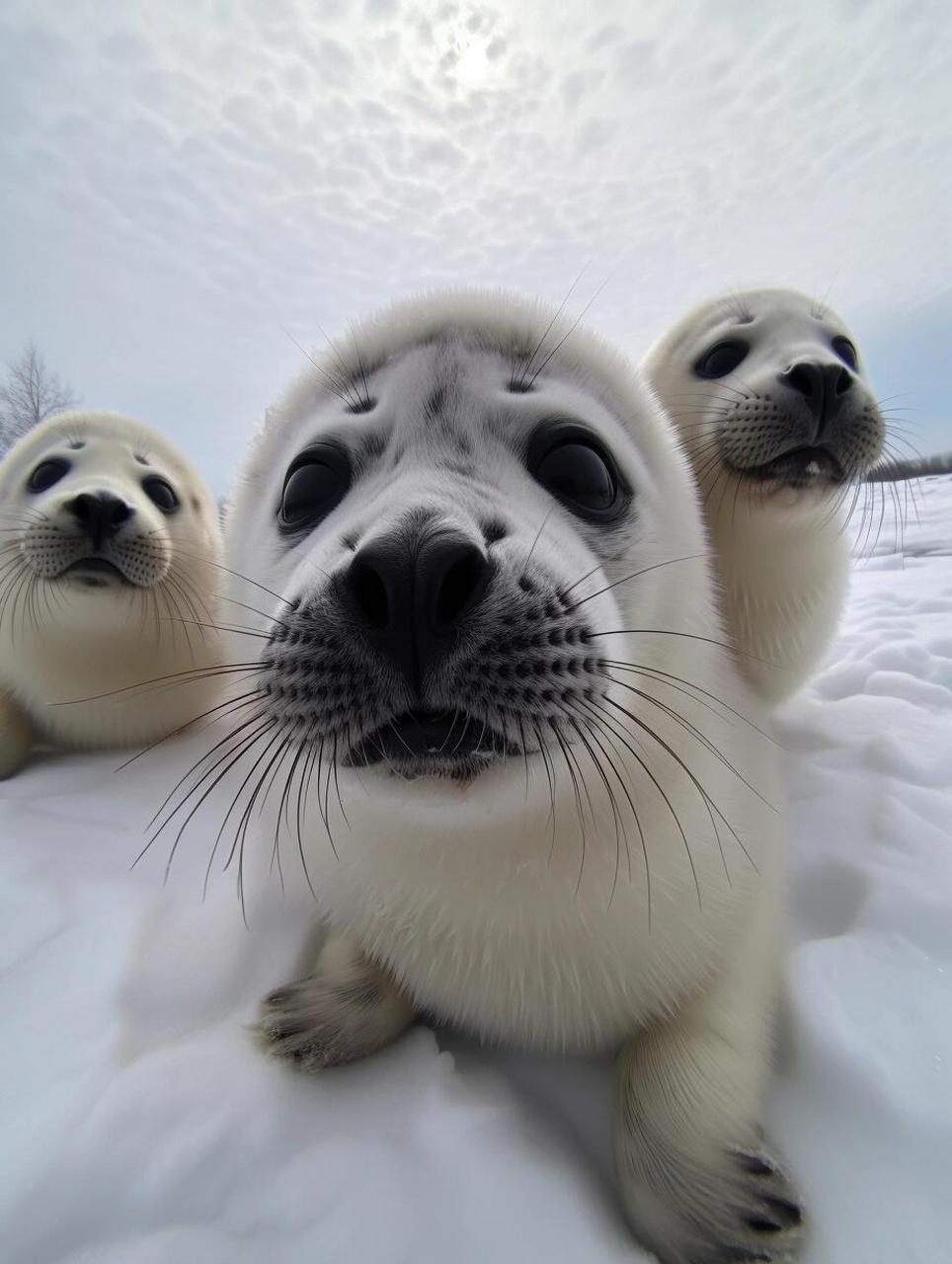 海豹呀!开心了当然要自拍了!