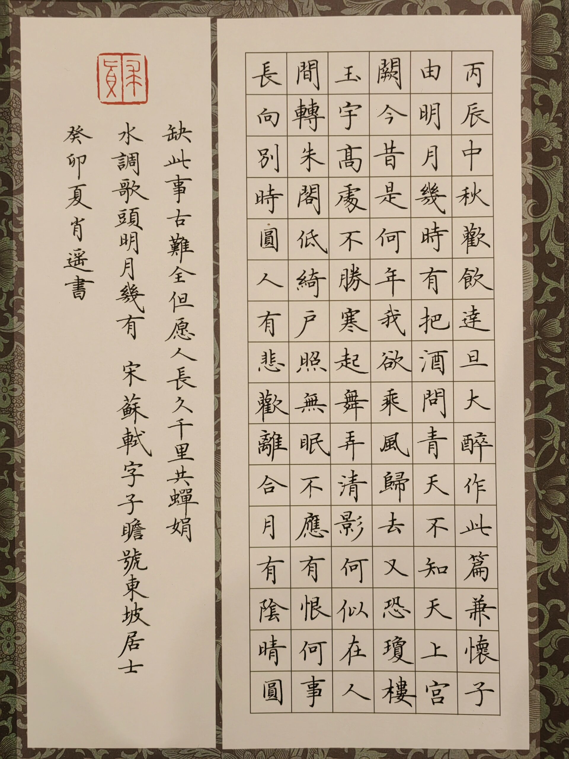 硬笔楷书 | 明月几时有