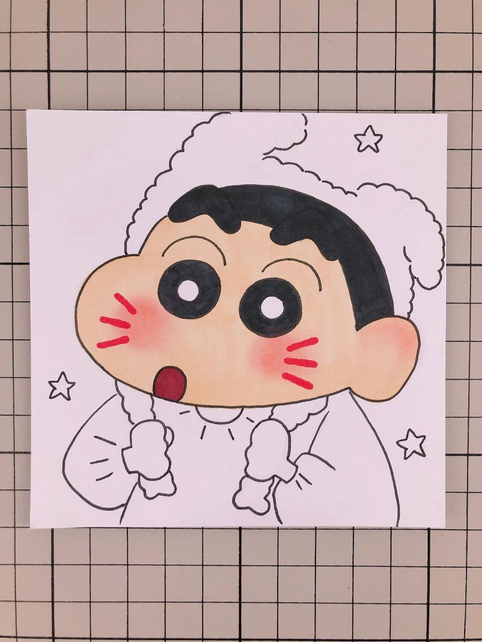 第219幅|蜡笔小新卡通画,简笔画.附步骤图. 马克笔:多乐绘128色.