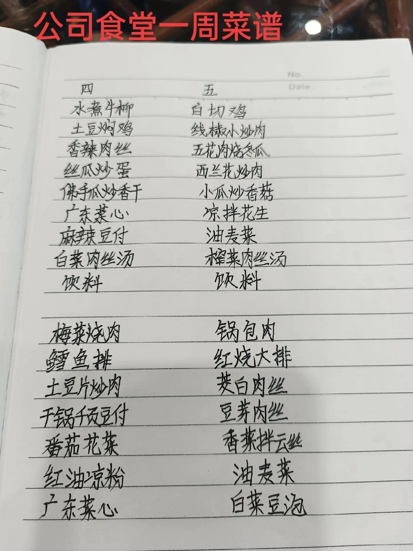 公司食堂一周菜谱97