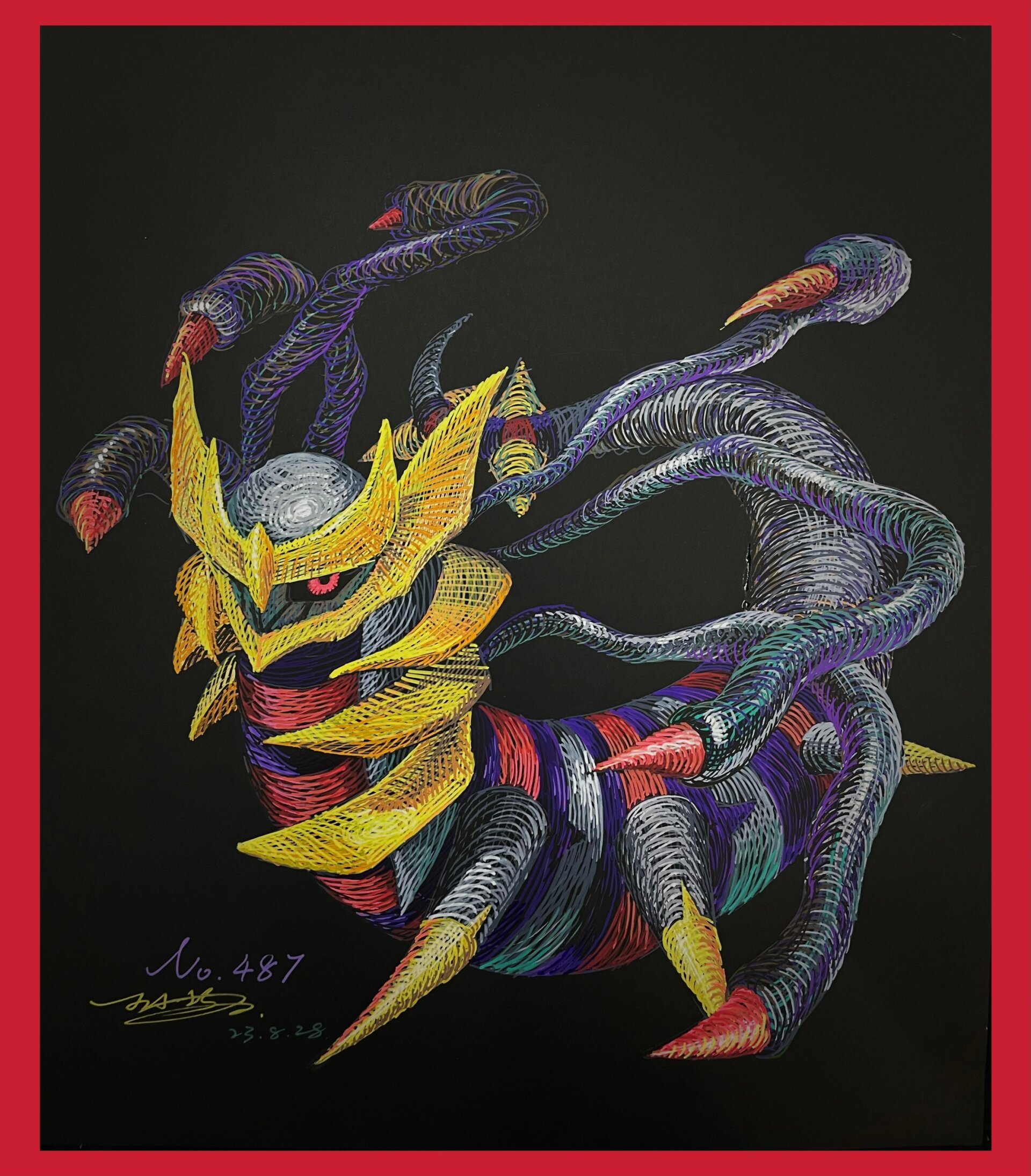 来交作业啦|宝可梦手绘|骑拉帝纳起源形态