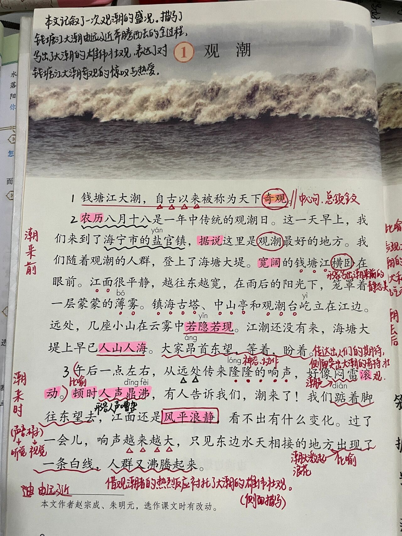 四年级语文第一课《观潮》课堂笔记