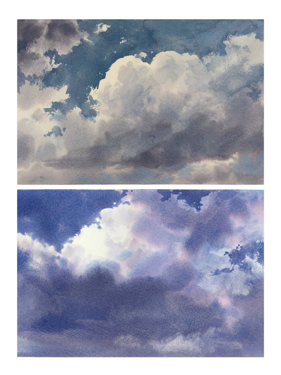 唯美水彩|天空云朵7815合集7815 前些天画了四张云朵 今天