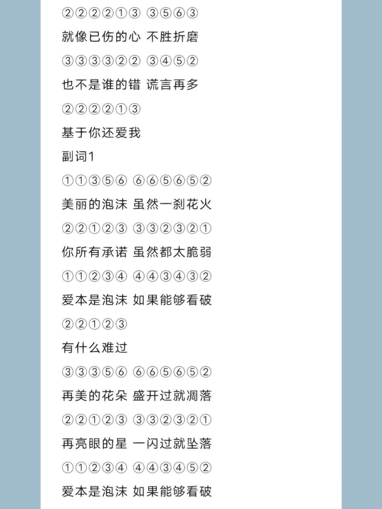 光遇琴谱《泡沫》