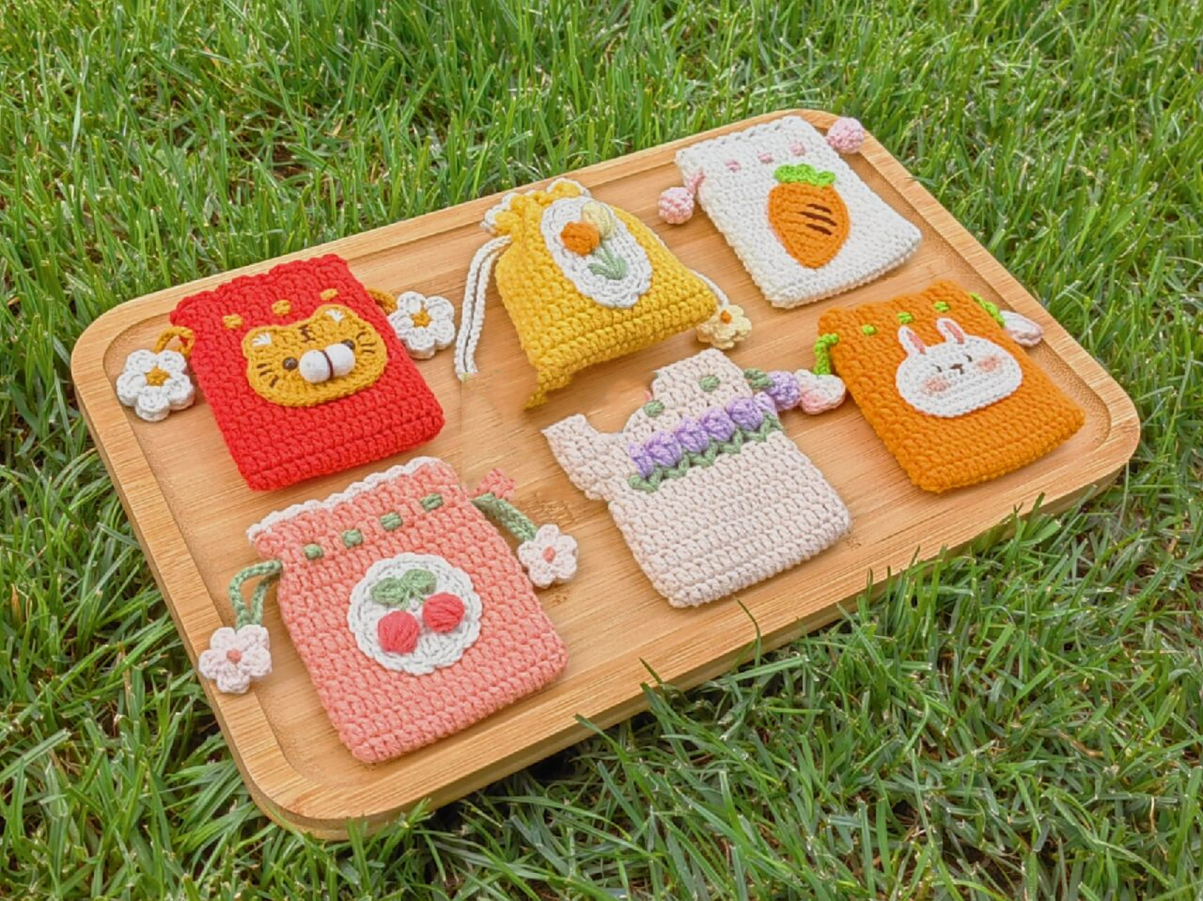 钩织|束口包 耳机包教程合集(附图解) 四股牛奶棉,2.