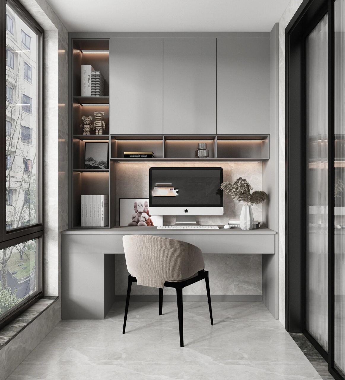 超级实用的阳台书柜书架书桌写字台一体设计 阳台书桌带书架整体设计!