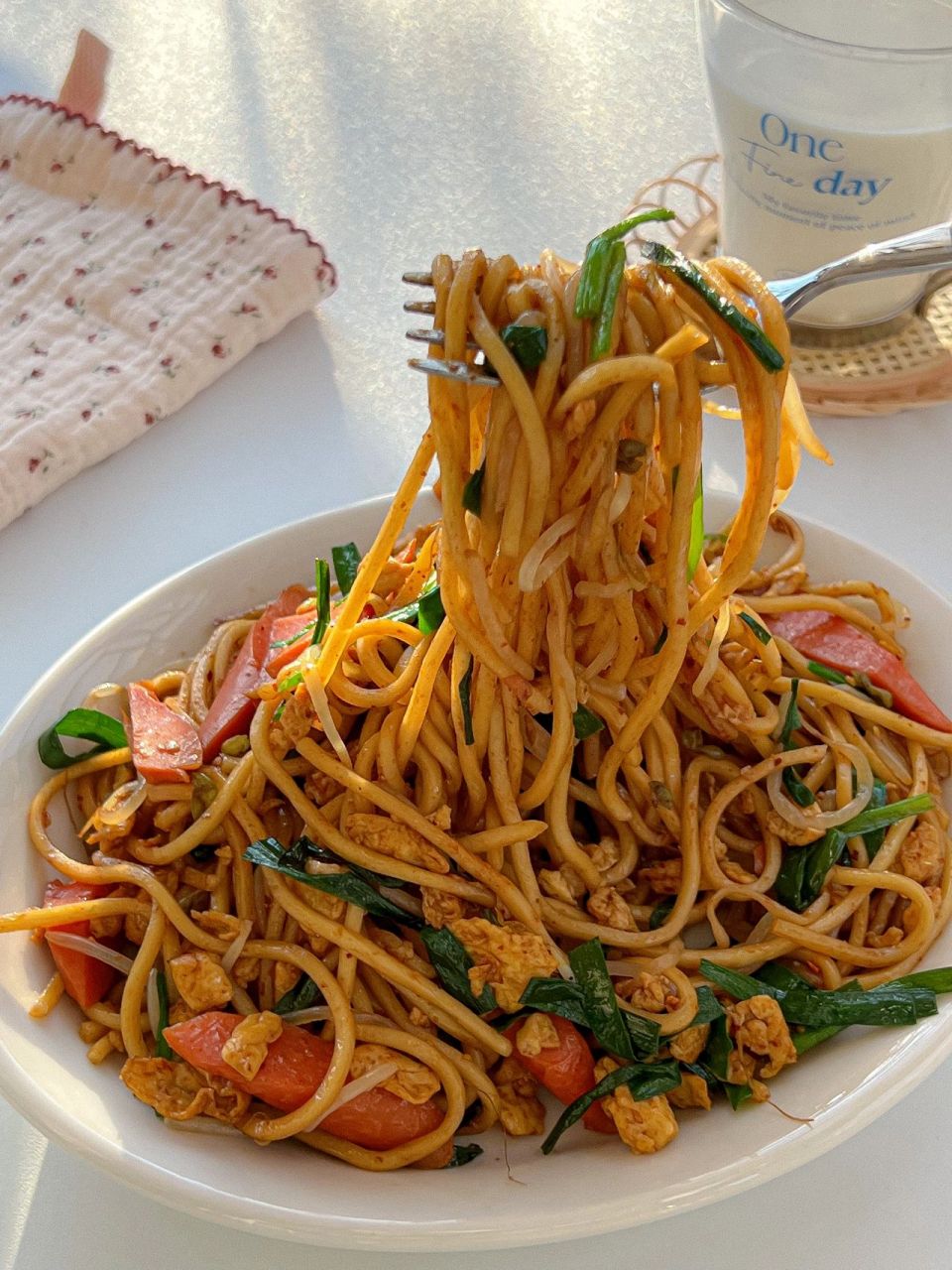 5分钟同款街边小吃7515零难度炒油面|超好吃 火腿肠|鸡蛋2个|豆芽