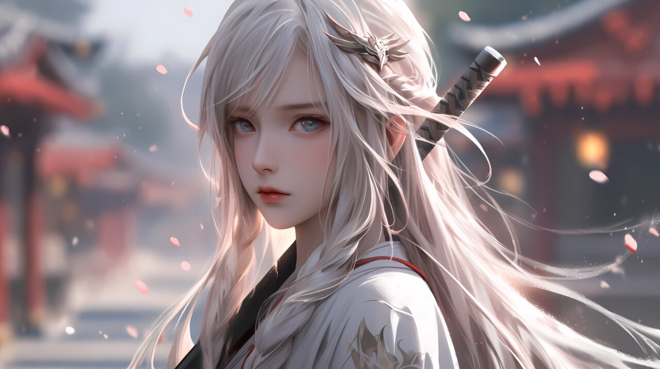 白毛控的国风女神 绝美横屏壁纸