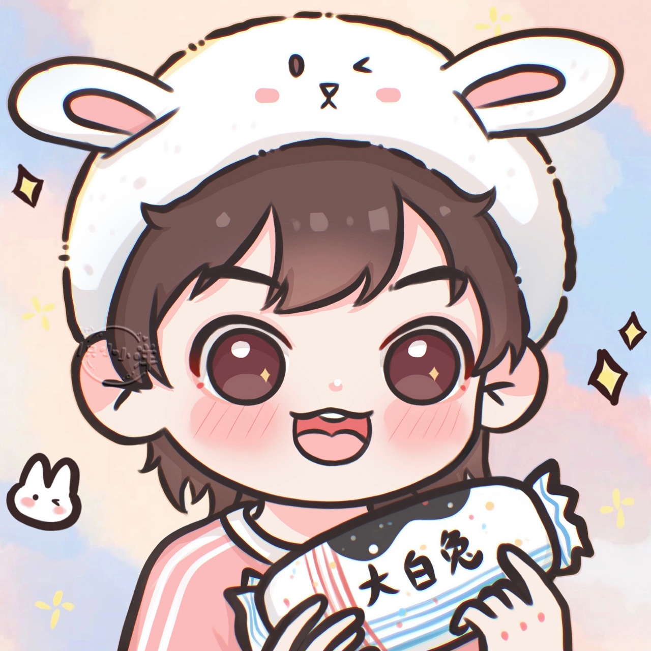 男生版兔兔奶糖来咯～ 新的一年大家都要甜甜蜜蜜哦 头像自用93截图