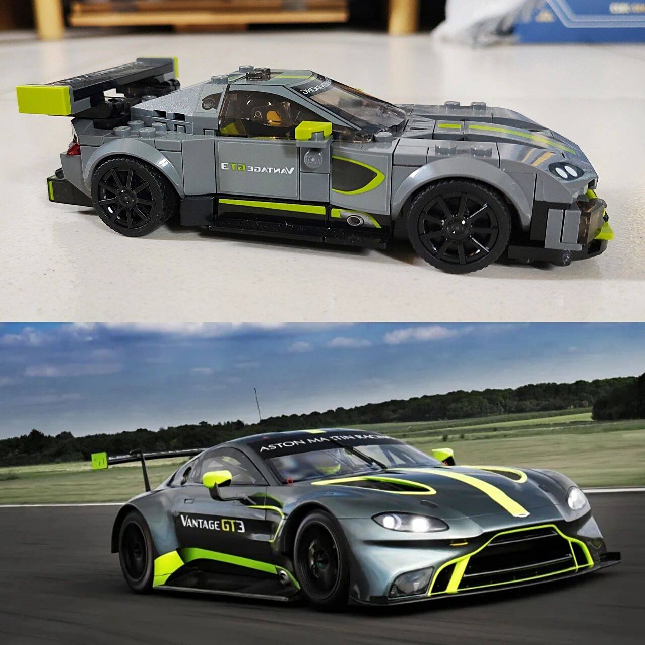 乐高speed系列 阿斯顿马丁套装真车对比 女武神侧面还原度还是可以的