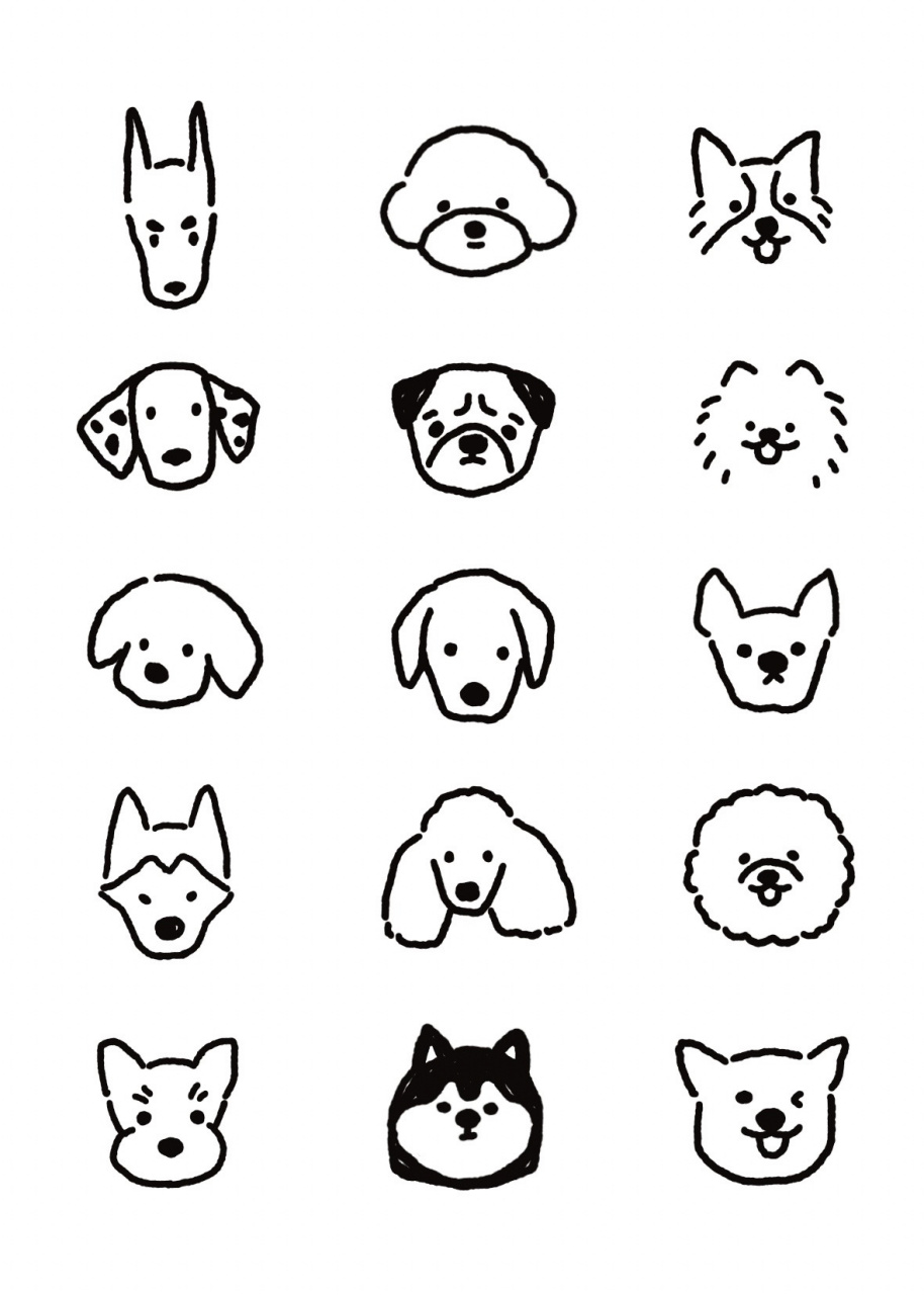 no.29简笔画|手帐素材|狗狗主题98 099800小狗脑袋