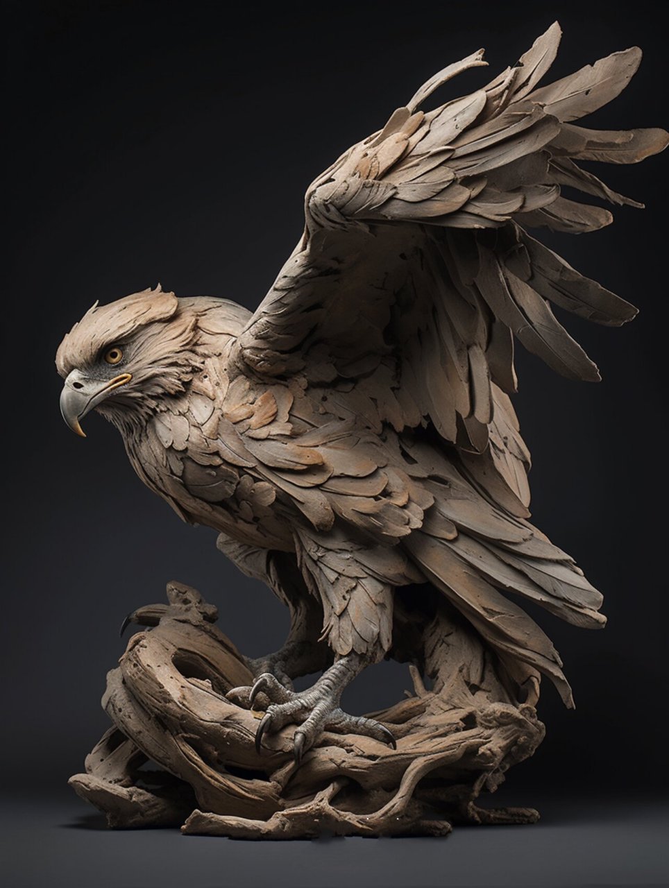 aigc,老鹰木雕2 老鹰寓意: 不畏艰难,勇往直前 志向高远,前程远大