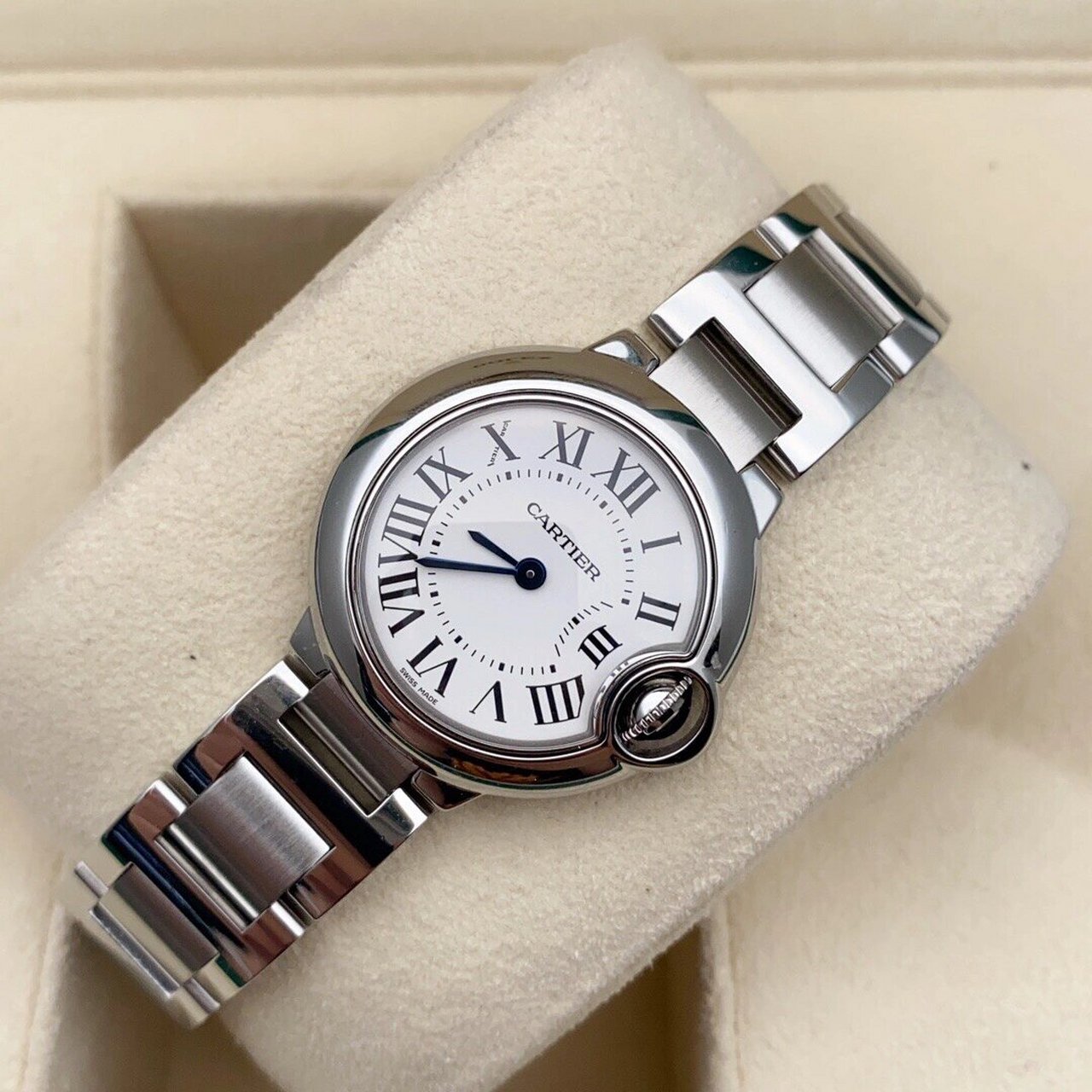 卡地亚28mm石英蓝气球 卡地亚蓝气球系列w69010z4女士石英腕表 28毫米