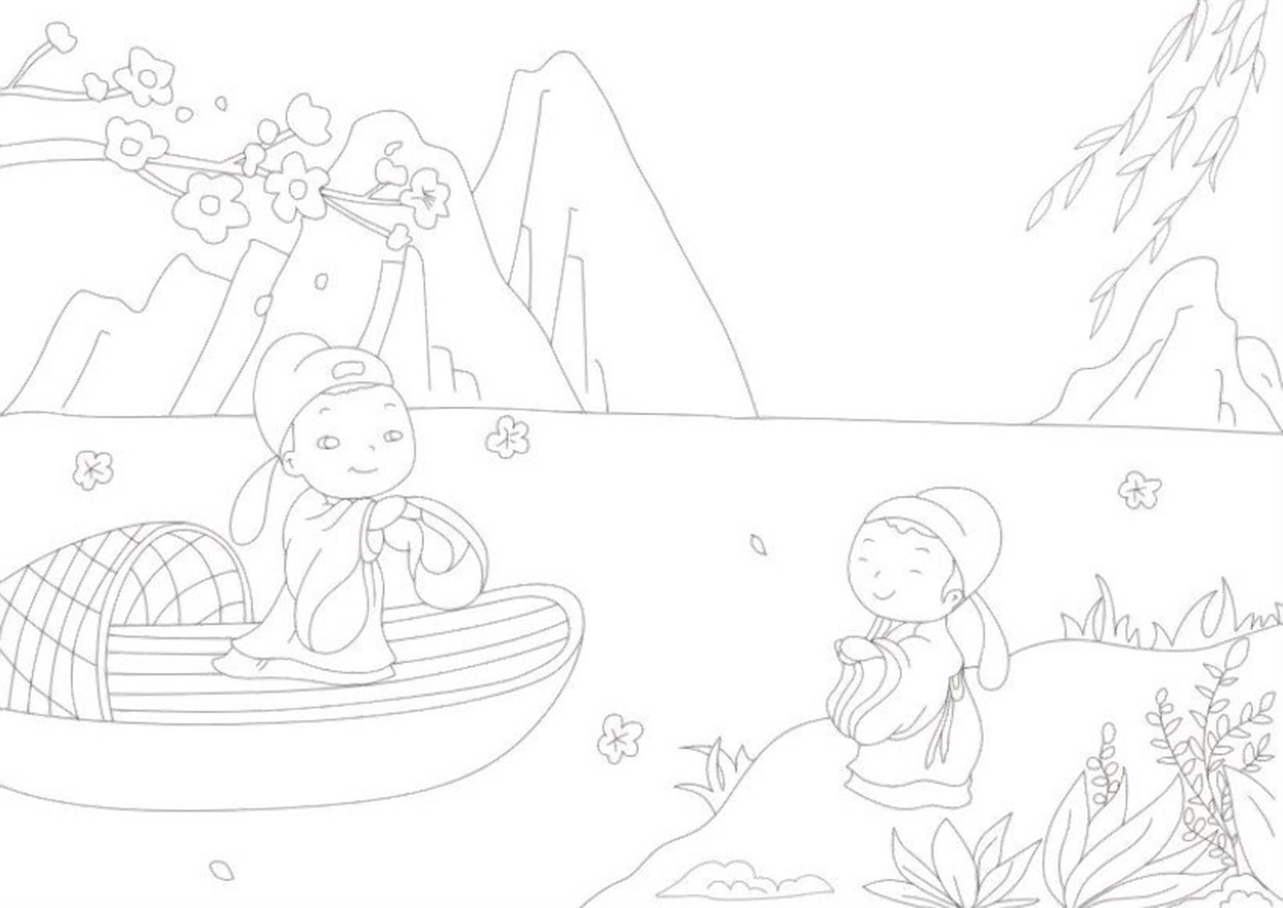 一年级【赠汪伦】古诗配画 古诗配画:赠汪伦   手抄报