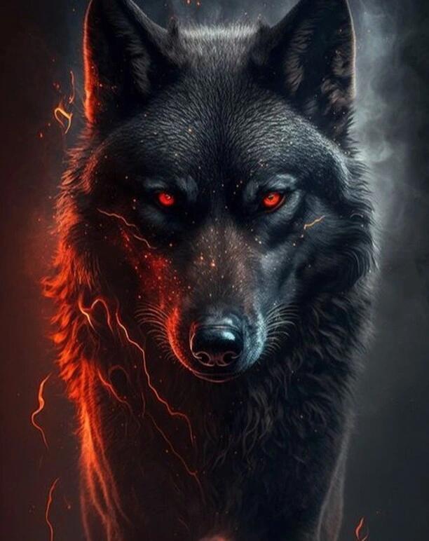 黑色狼的红色眼睛,神秘而深邃