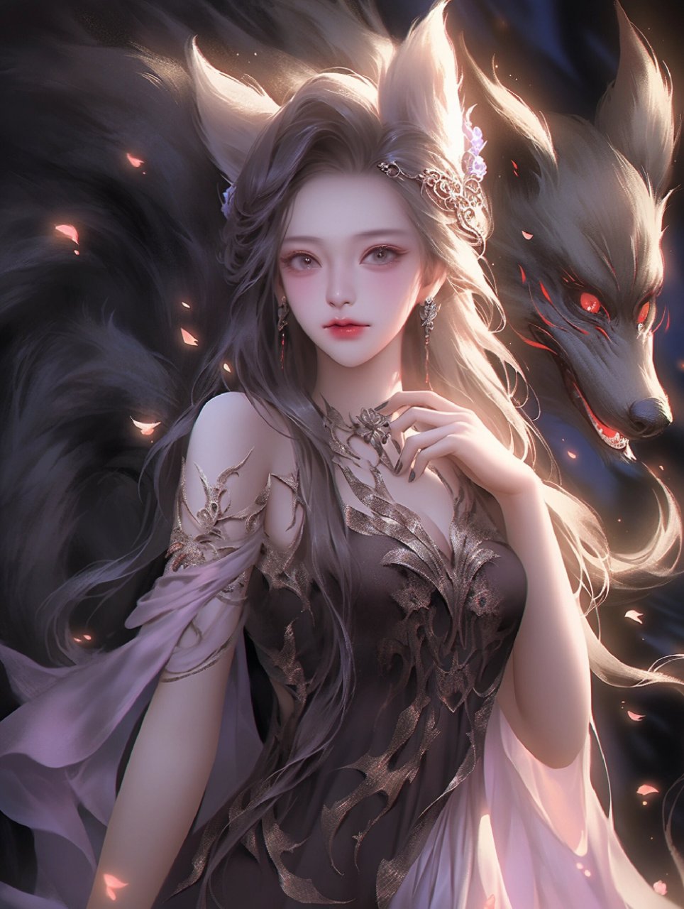 九尾黑狐是不是别有一番风味 9图头像壁纸 粉色九尾狐是妩媚柔情,那