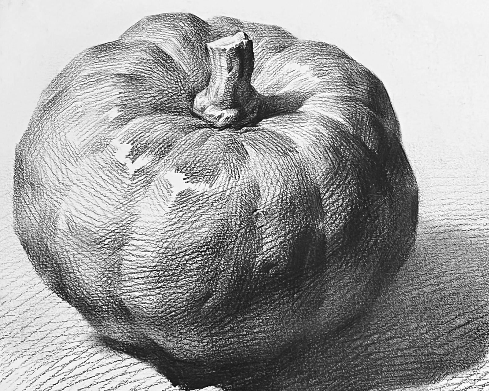 南瓜素描步骤 #素描静物# #南瓜素描