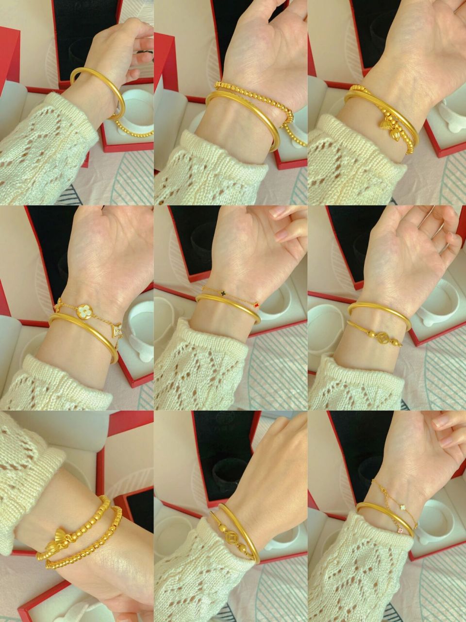 高颜值黄金手镯 | 叠戴才是正确的打开方式 古法传承手镯真的和谁都