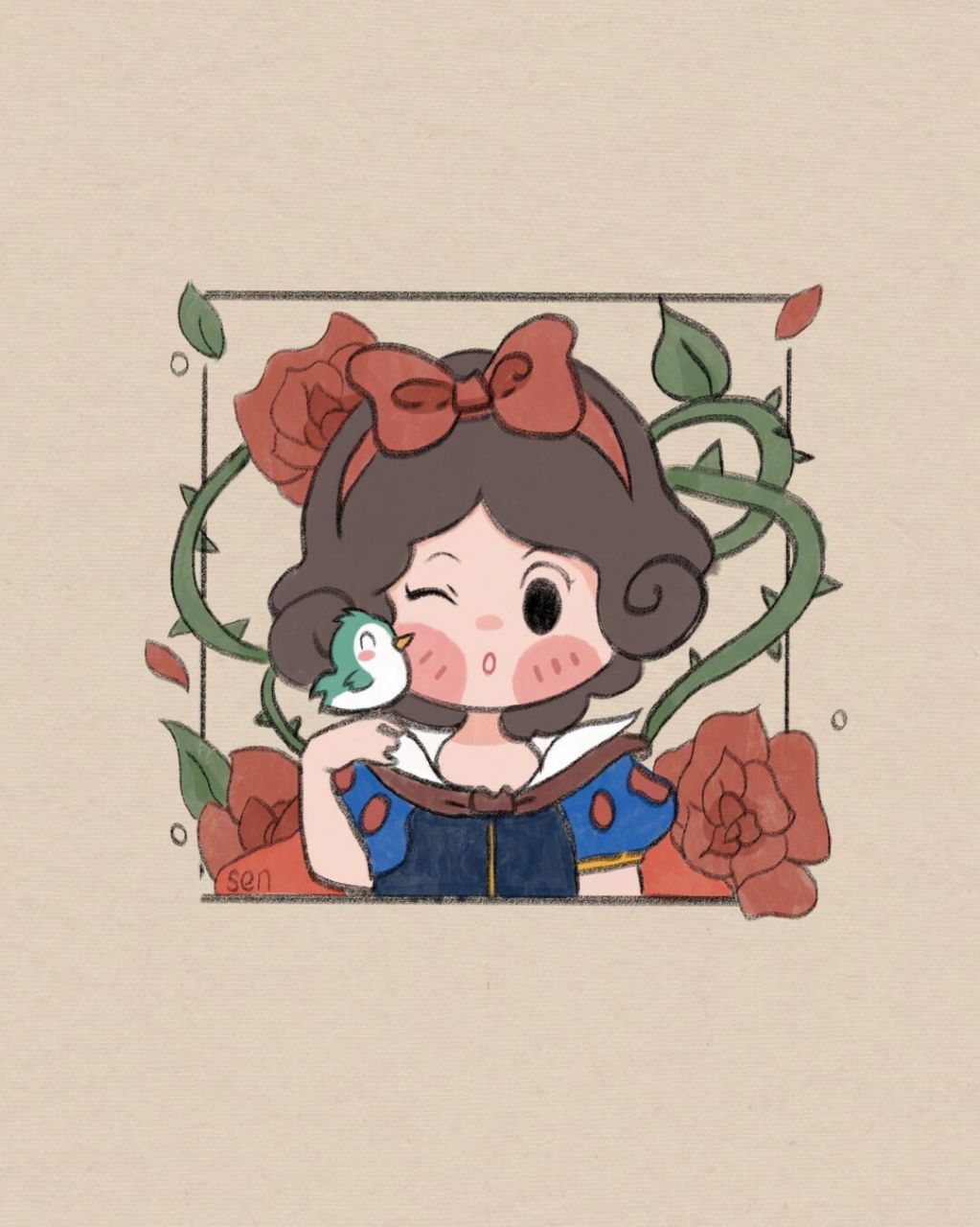 简单卡通画|白雪公主卡通头像|附过程 新手入门教程 临摹:萌小g爱涂鸦