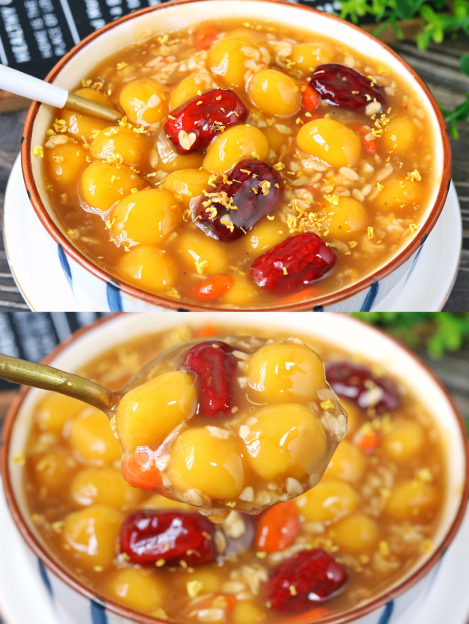 酒酿圆子是江南地区传统小吃,糯米粉搓的小圆子与酒酿同煮而成,酒酿