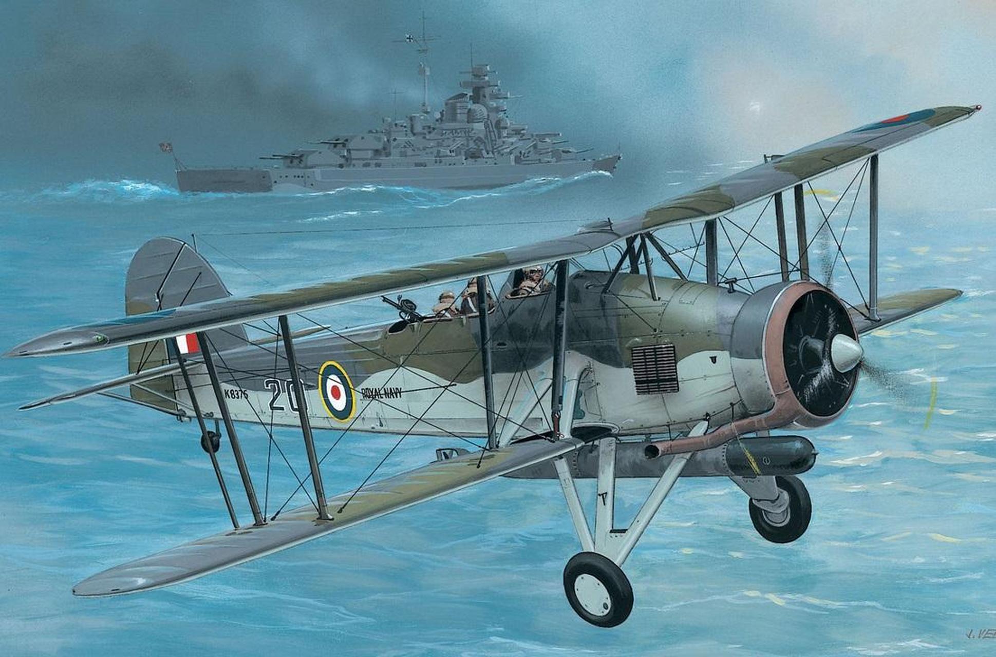 二战英国鱼雷轰炸机之剑鱼,三人机组翱翔海空,航程1700千米,最高时速