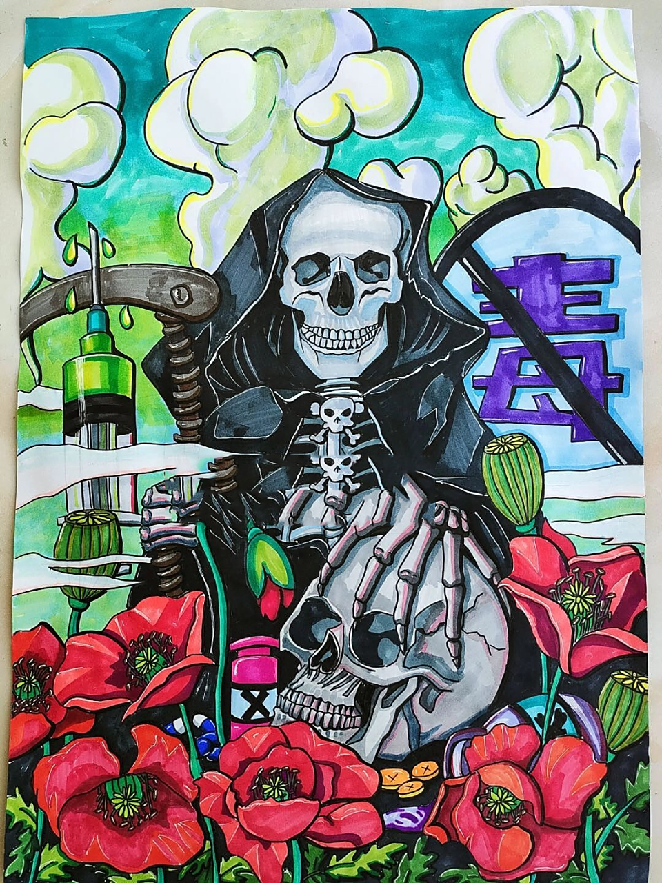 "禁毒"主题画(接代画)