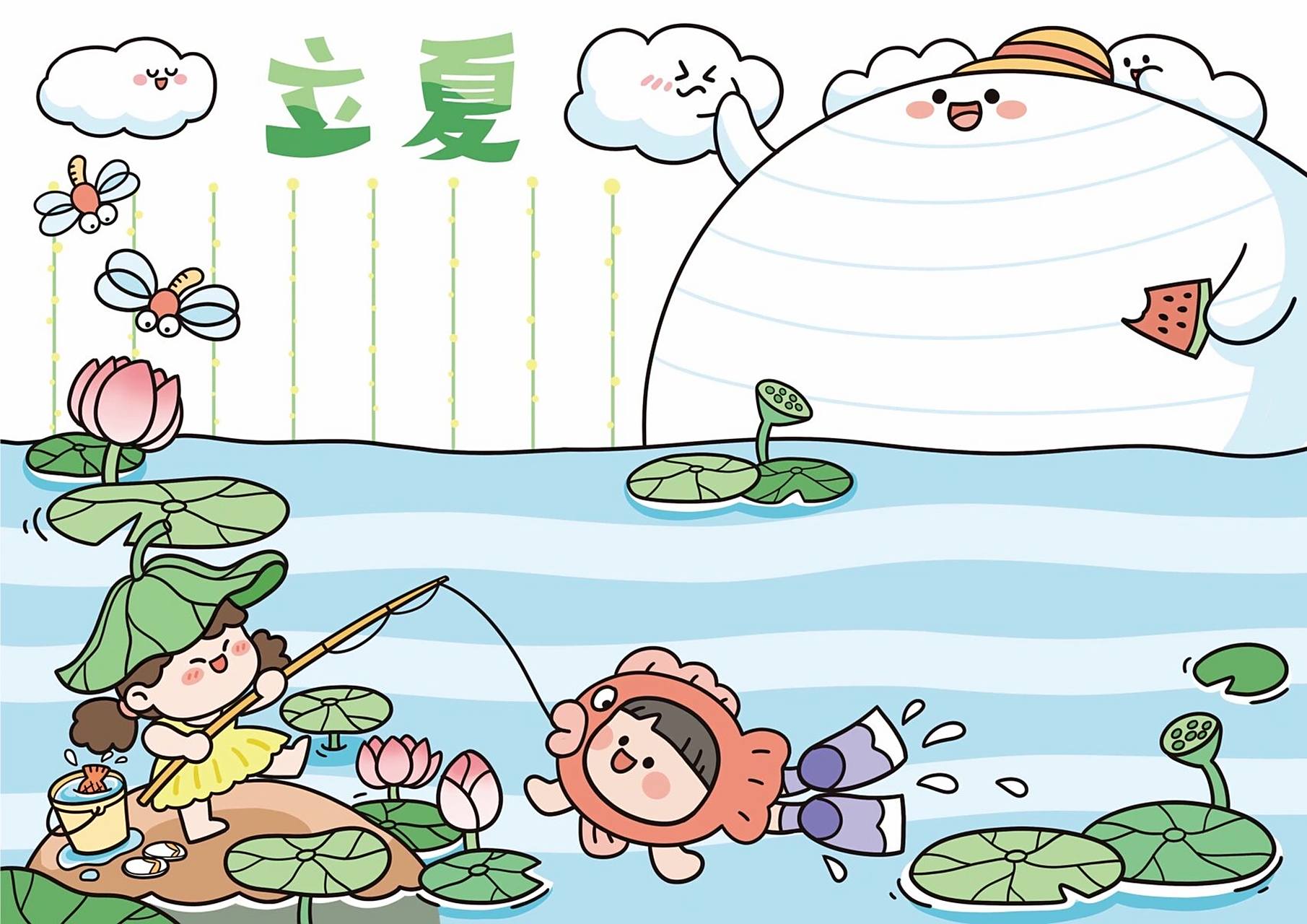 恬花花简笔画小课堂第124课94  (画过的手抄报都在这个话题里) 立夏