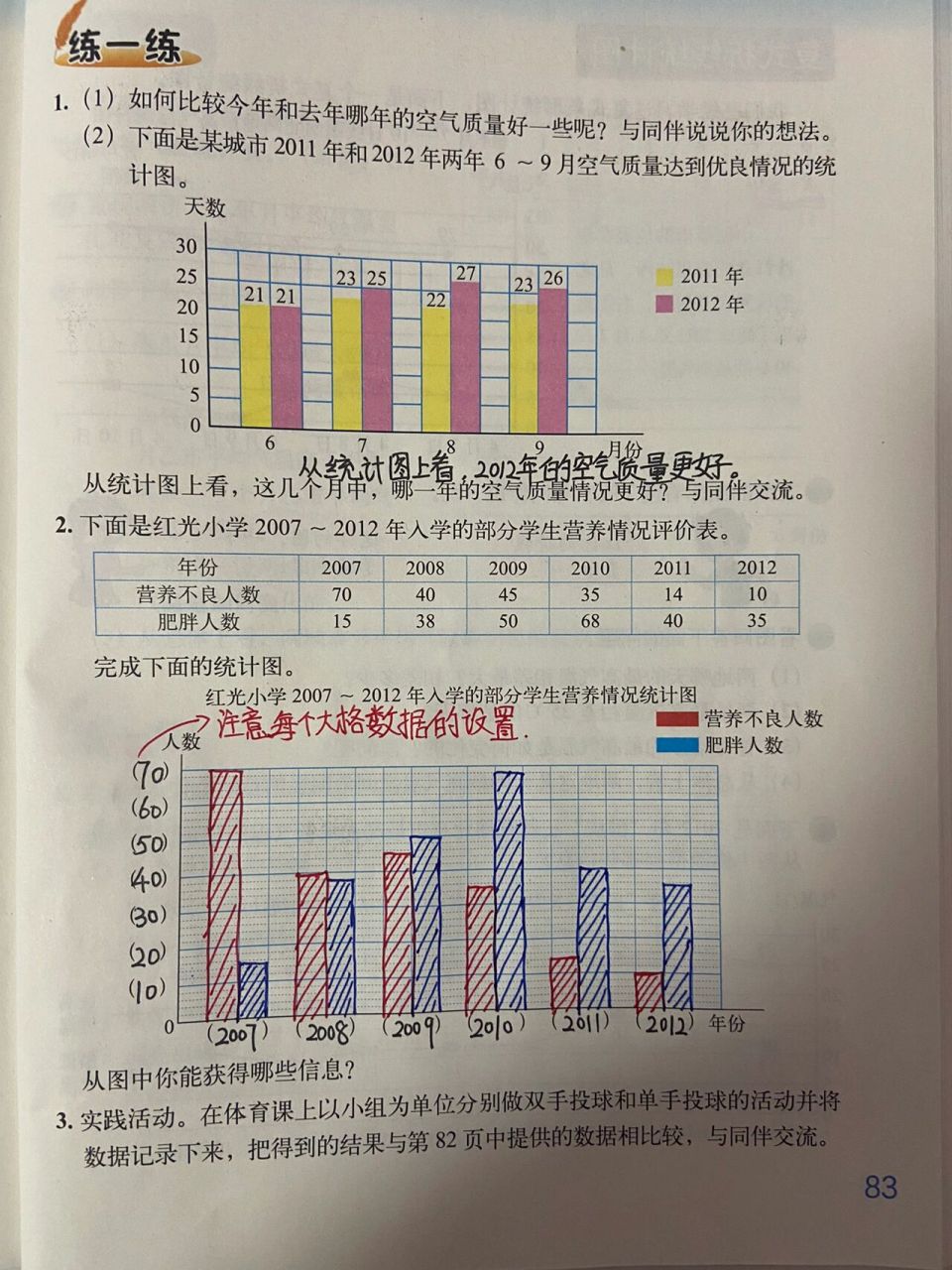 北师大版小学数学五年级下册复式条形统计图 认识复式条形统计图,了解