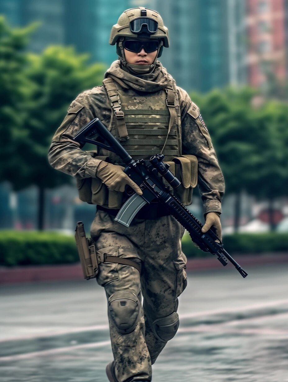 插画|全副武装军人造型