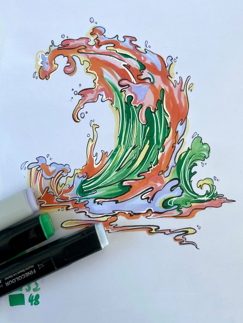 海浪插画图图片