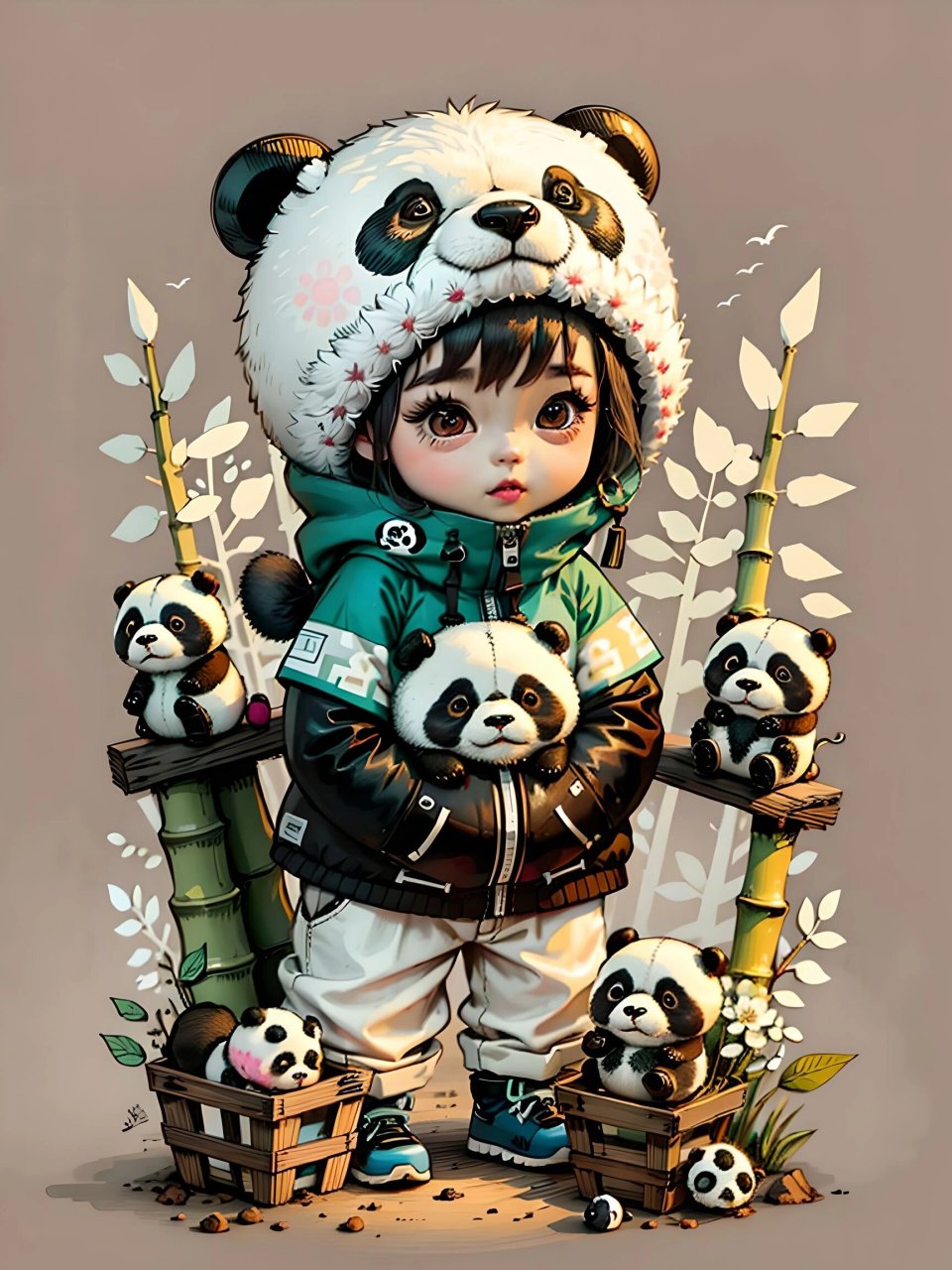 ai绘画超可爱的q版熊猫宝宝图片真是太可爱