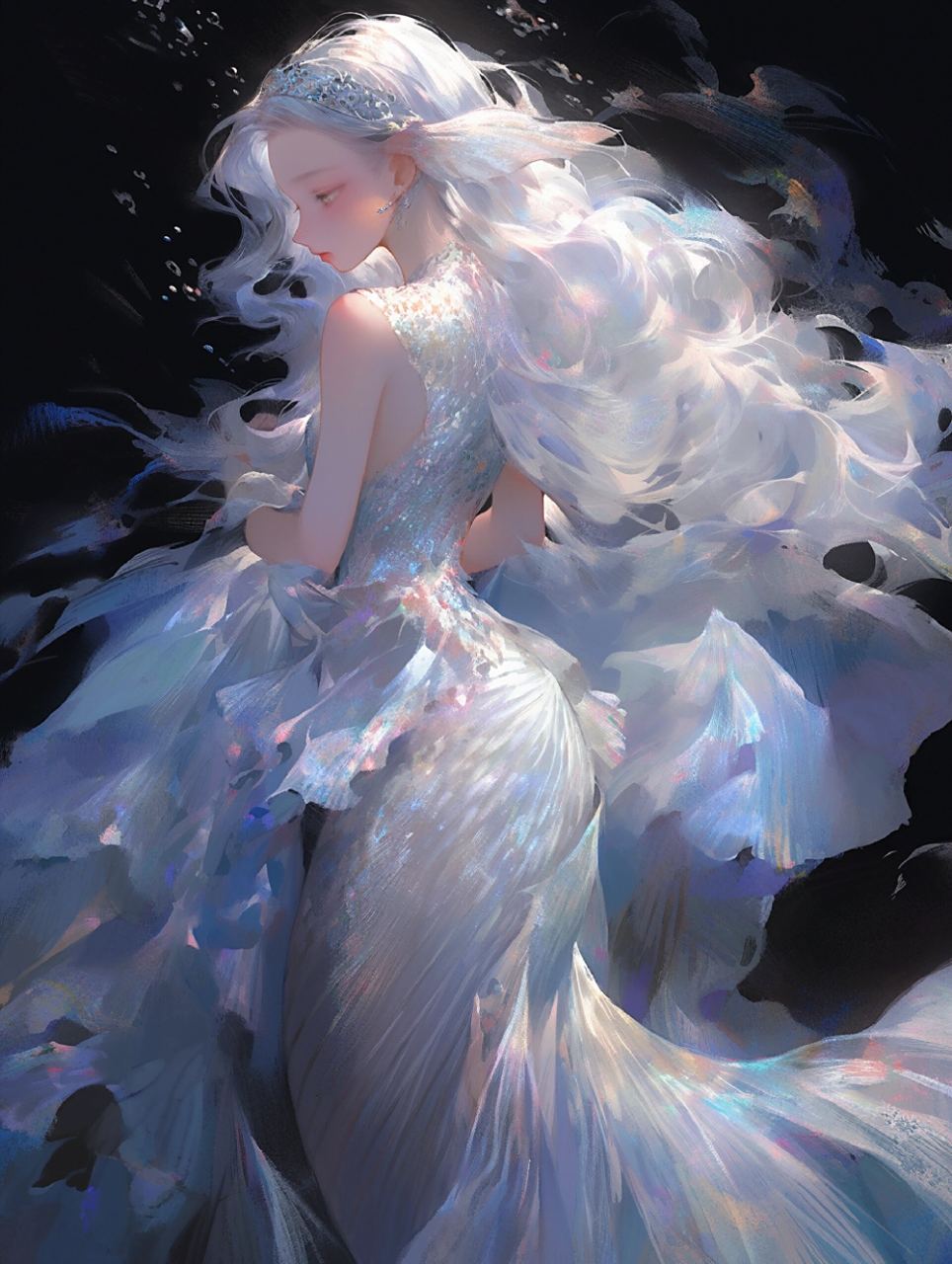 高级感美人鱼系列③人鱼公主7图头像壁纸 蓝色系高级空灵感第三弹