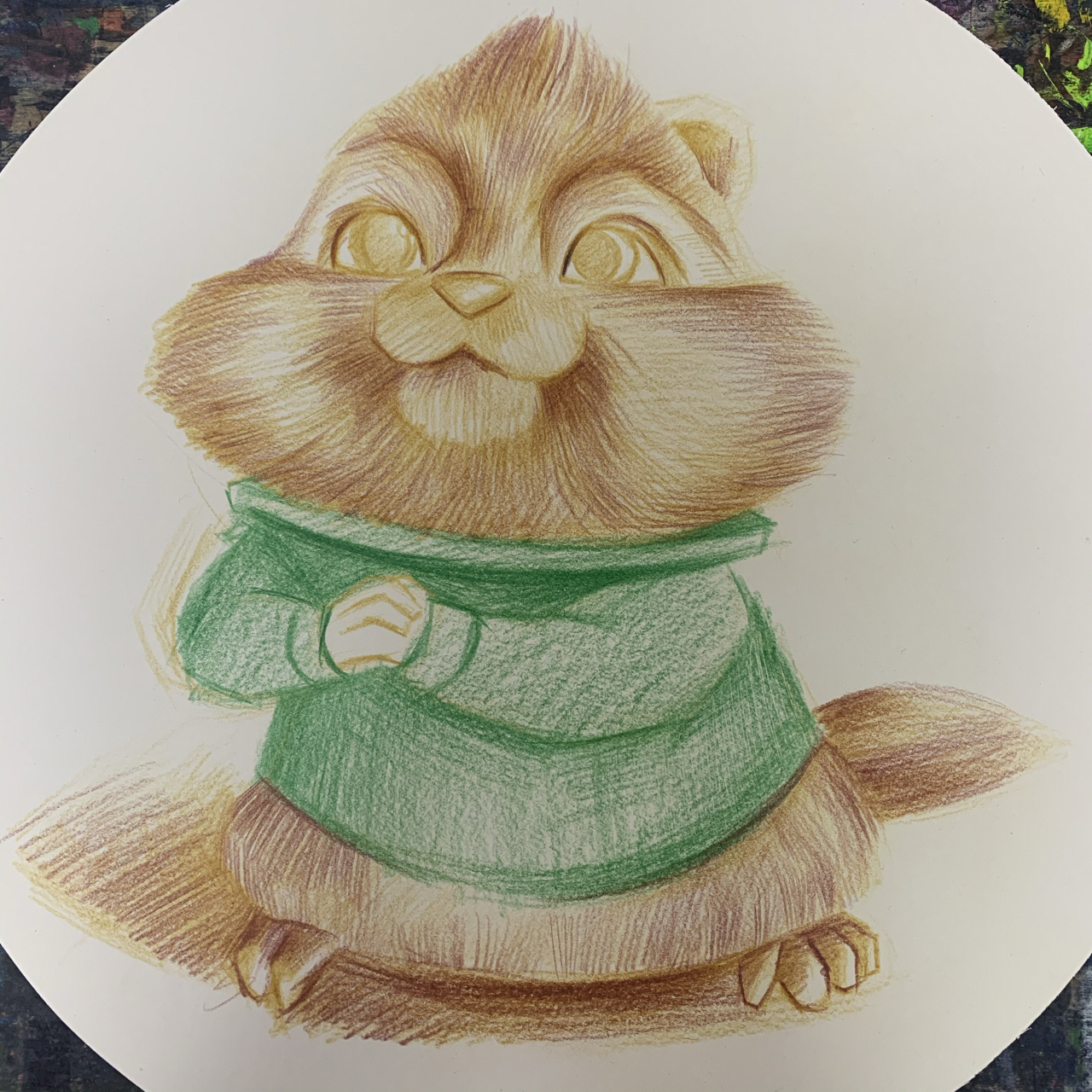 彩铅松鼠9715绘画步骤 绘画要点:彩铅叠色技法应用,由浅到深,慢慢