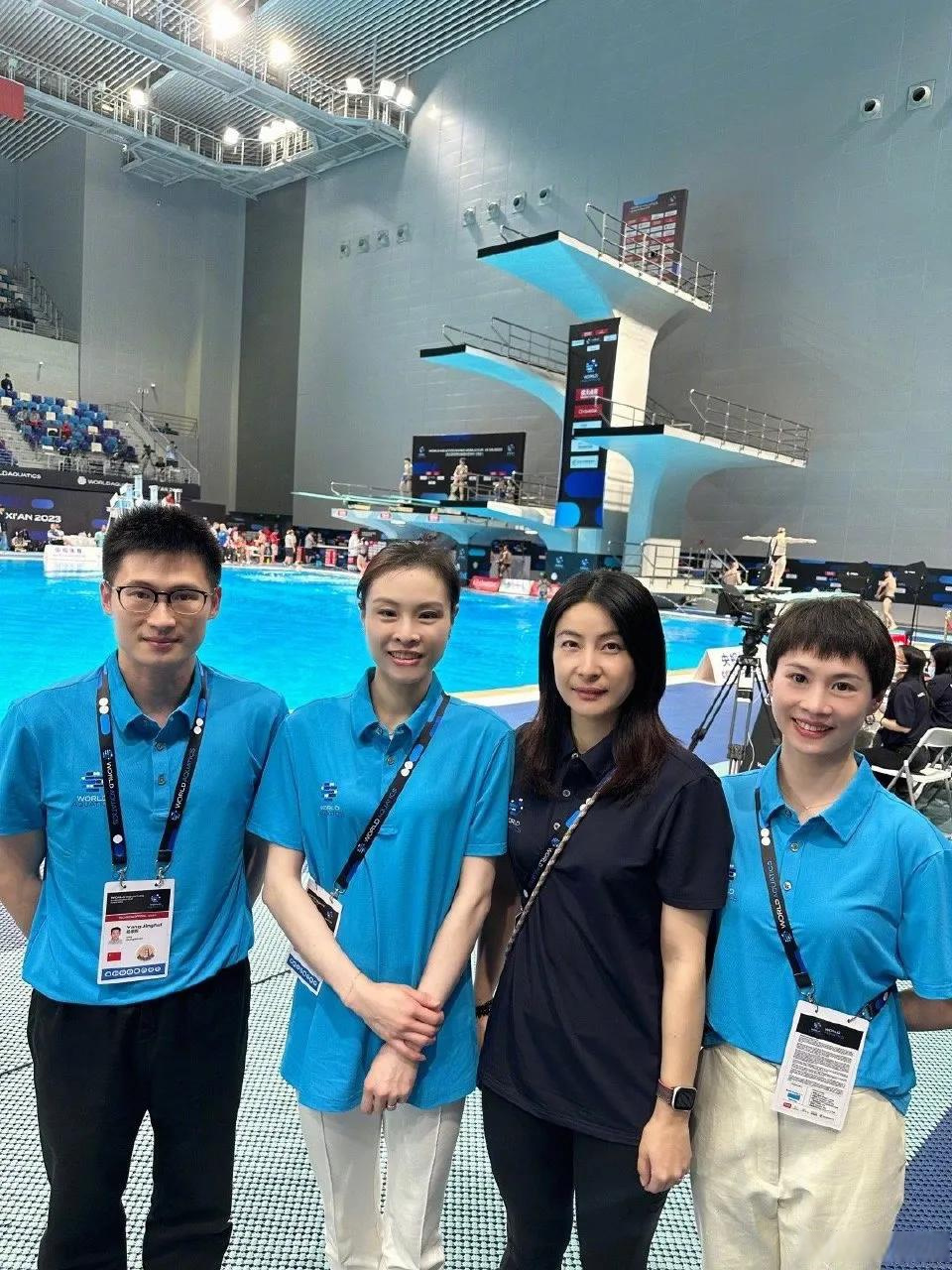 吴敏霞,郭晶晶现身2023年国际泳联跳水世界杯西安站现场,观看运动员