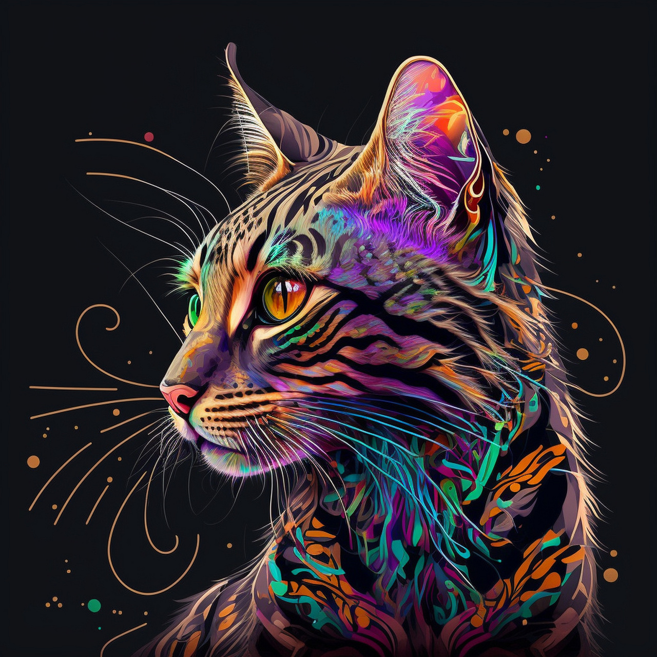 彩色豹猫|ai头像 一组豹猫