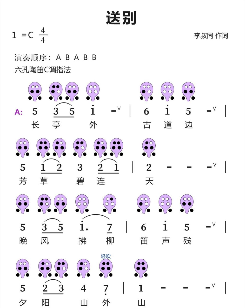 双管陶笛指法图片