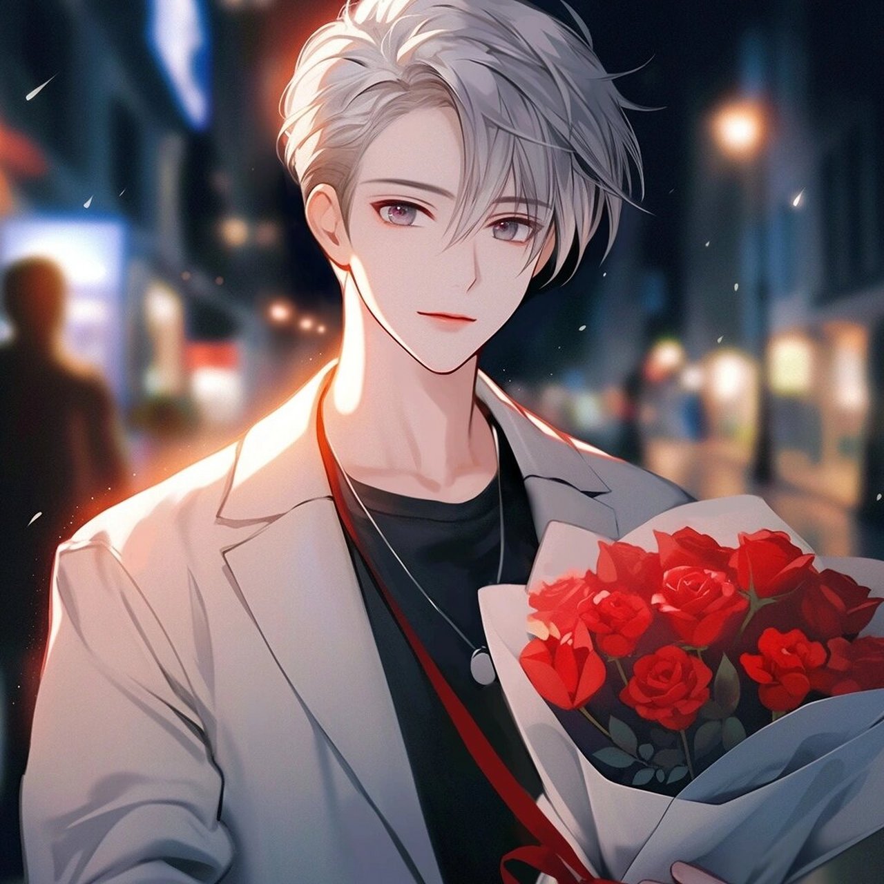 总有人手捧鲜花为你而来|情侣头像|情头