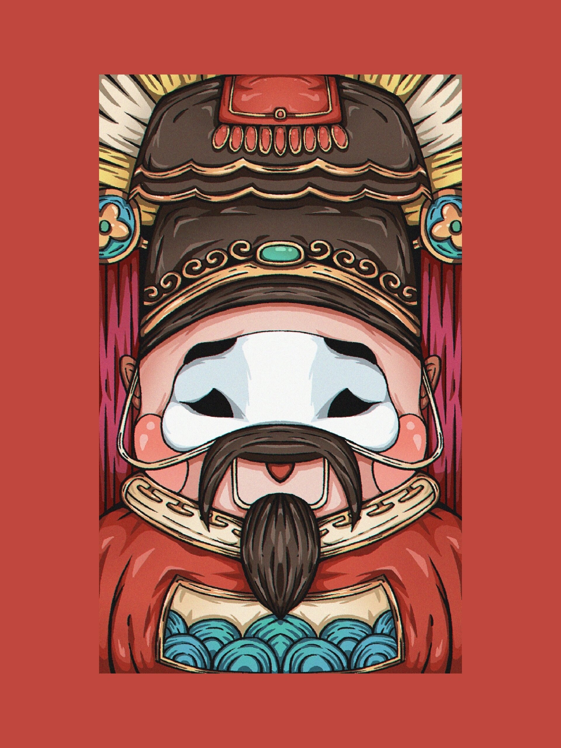 q版人物‖京剧脸谱手绘插画素材图①  超可爱的京剧脸谱人物插画!