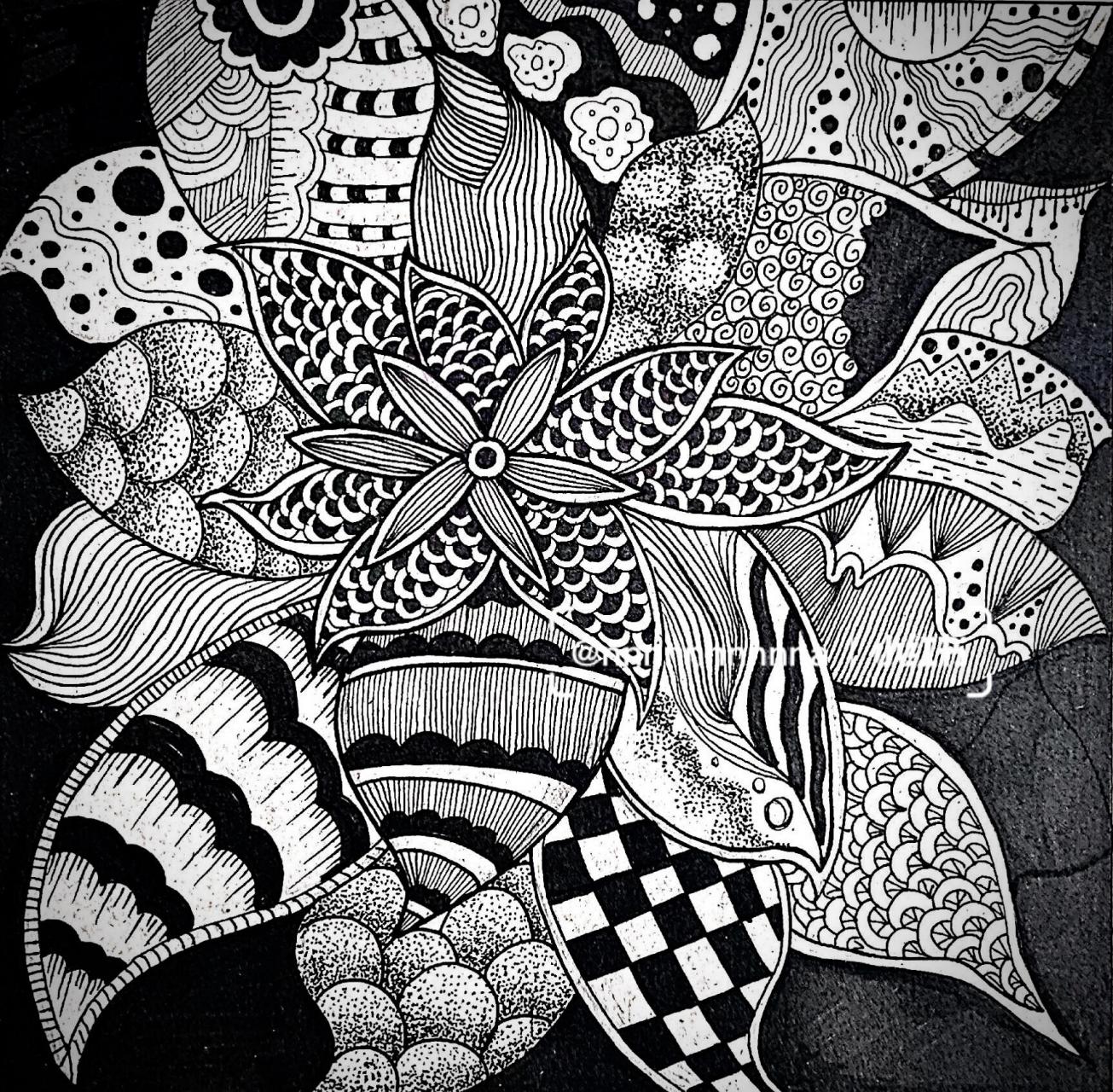 黑白装饰画|点线面结合花卉改造 花卉二次改造 图案设计