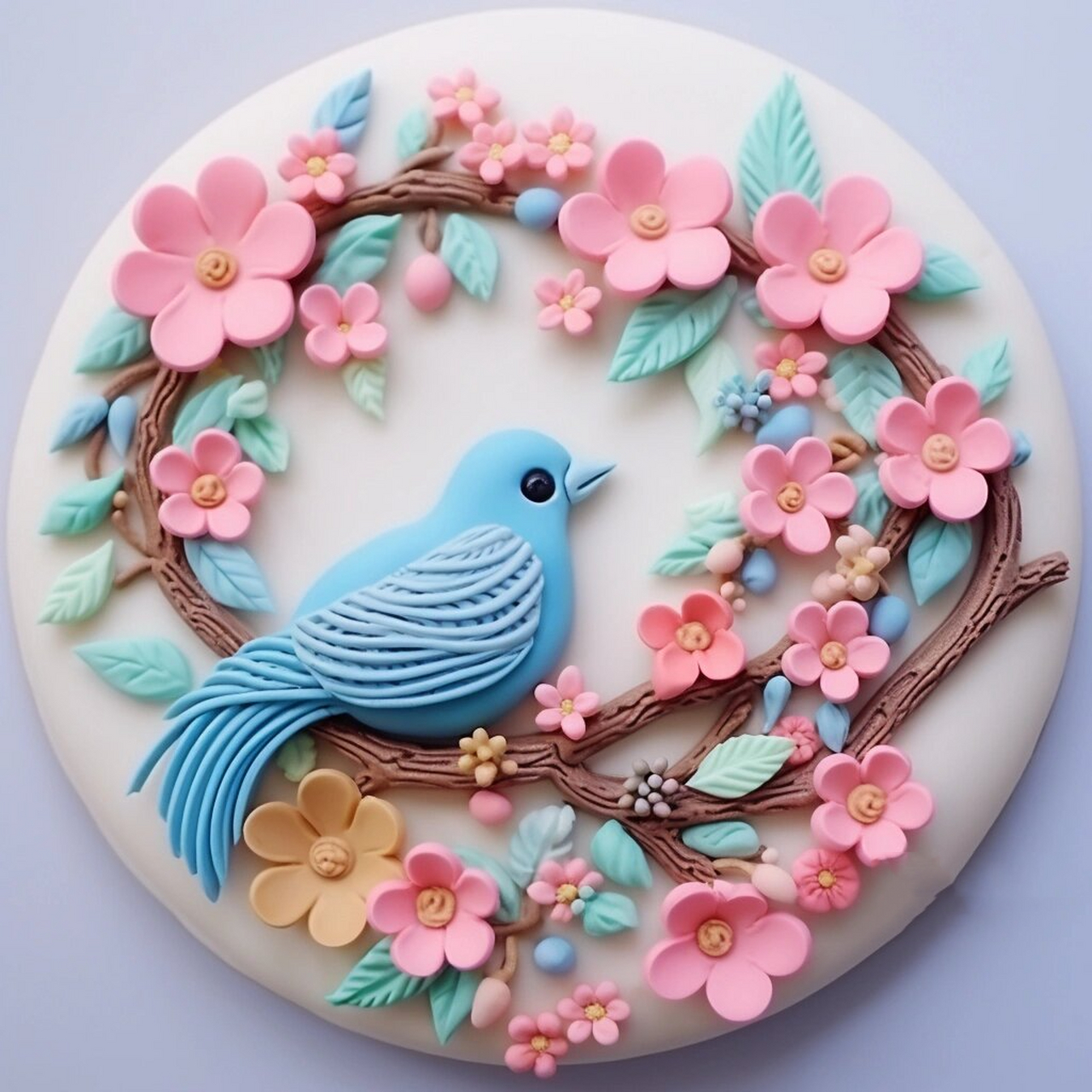 粘土~书上的小鸟创意手工粘土画