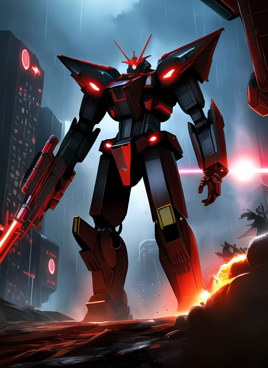 ai创作-未来机甲系列 选用了红黑配色,感觉会更有些压迫感,希望能做